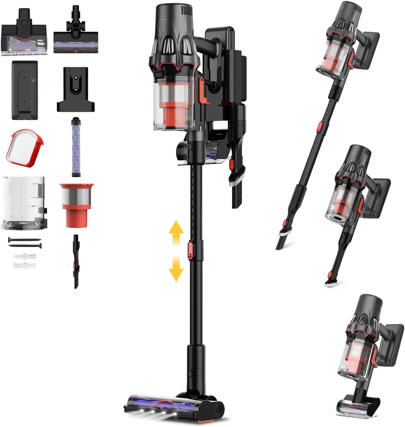 Vacuum Cleaners for Home, Anti-Tangle Cordless Stick Vacuum Cleaner Up to 90 Minutes with HEPA Filter, 590W Wireless Rechargeable Portable Vacuum for Household Pet Hair Carpet Hardwood Tile Couch Bed