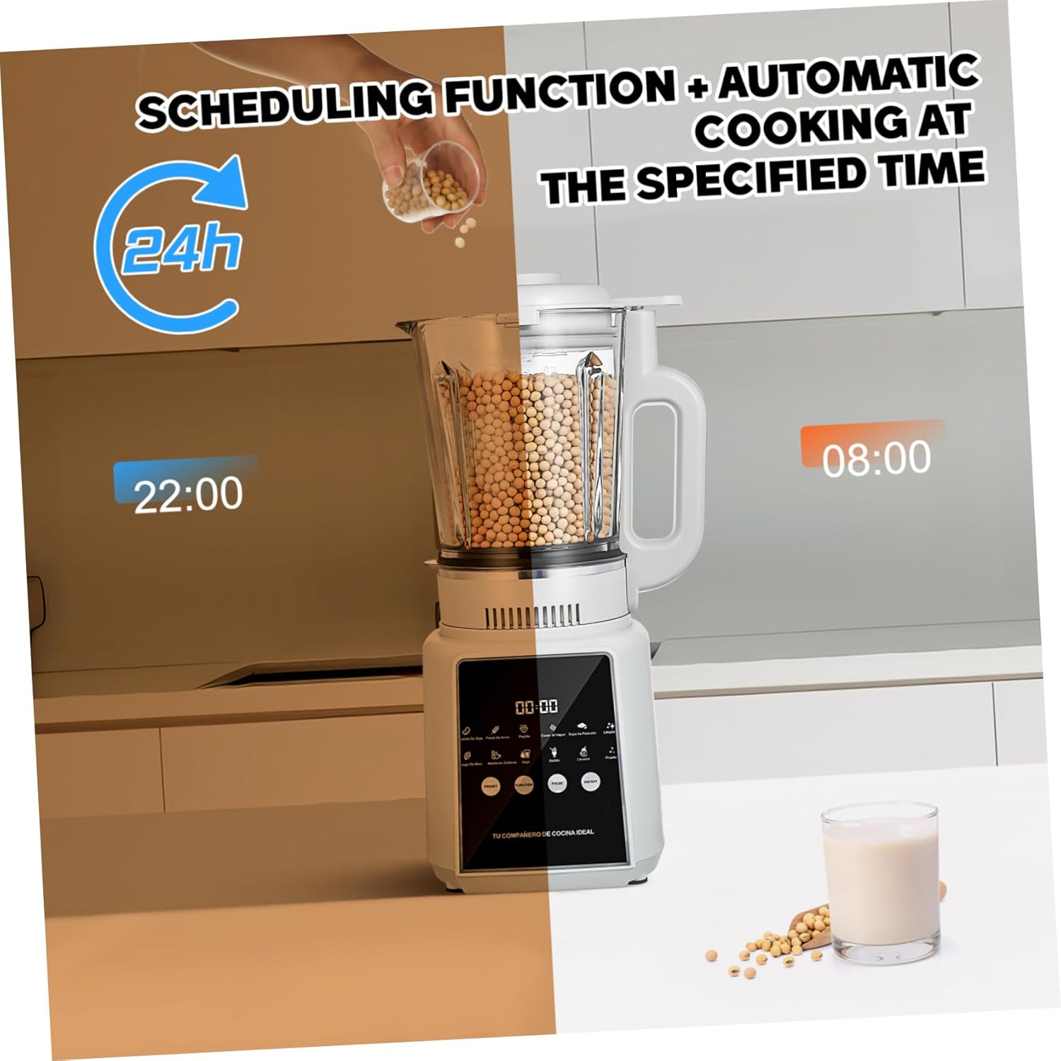 Mikinona 110v High-speed Electric Food Blender for Smoothies and Juices Non-stick Countertop Blender with Self-cleaning Function and Low-noise Operation for Family Meal Prep