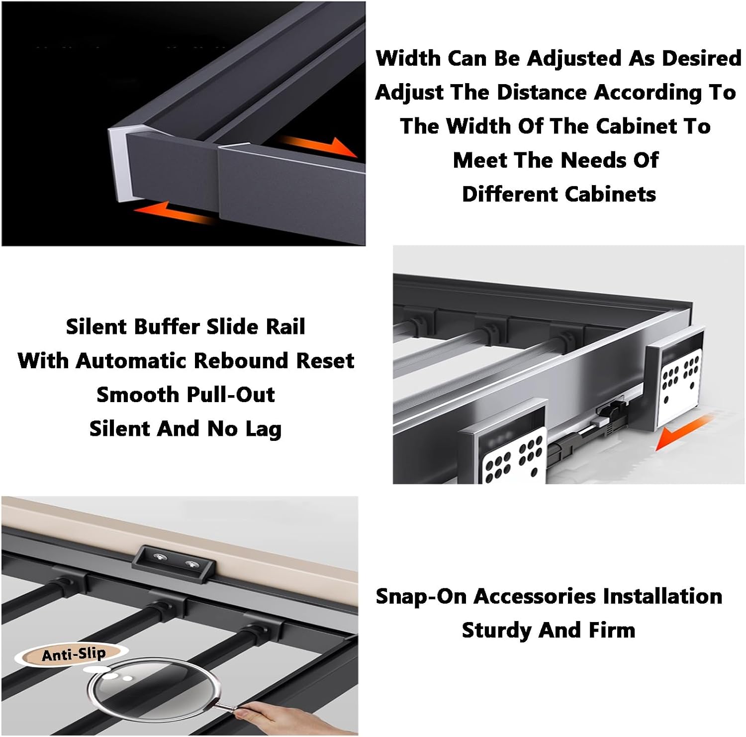 Pull-Out Trouser Rack Drawer with Adjustable, Movable Hanging Rod and Silent Pull-Out Hidden Saves Space, Holds 30 Kg(664-714mm)