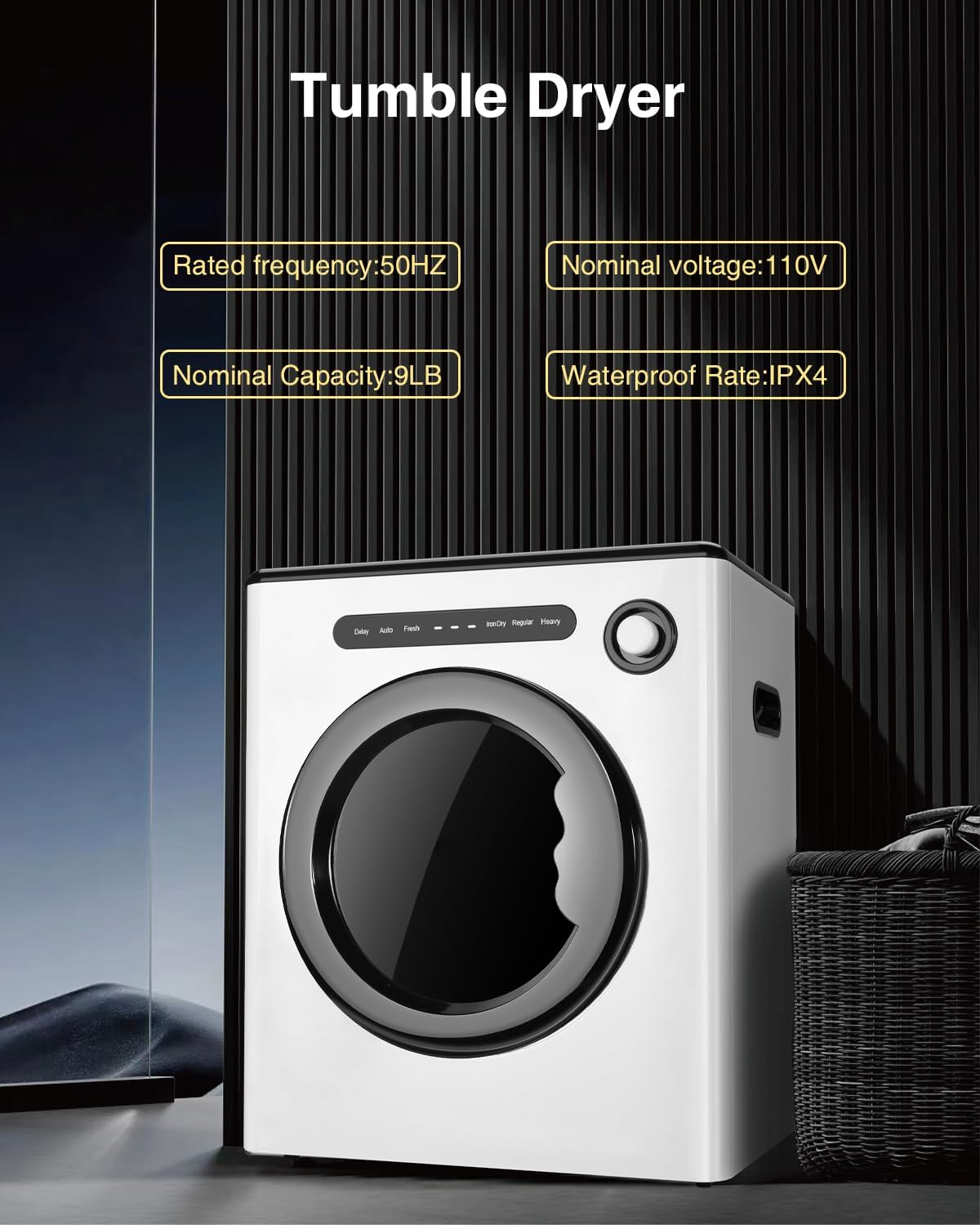 Dryers, Compact Clothes Dryer, 9lbs Load Capacity, 110V 970W Ideal Portable Drying Machine for Tight Spaces, RVs, and Apartments - Quiet, Robust