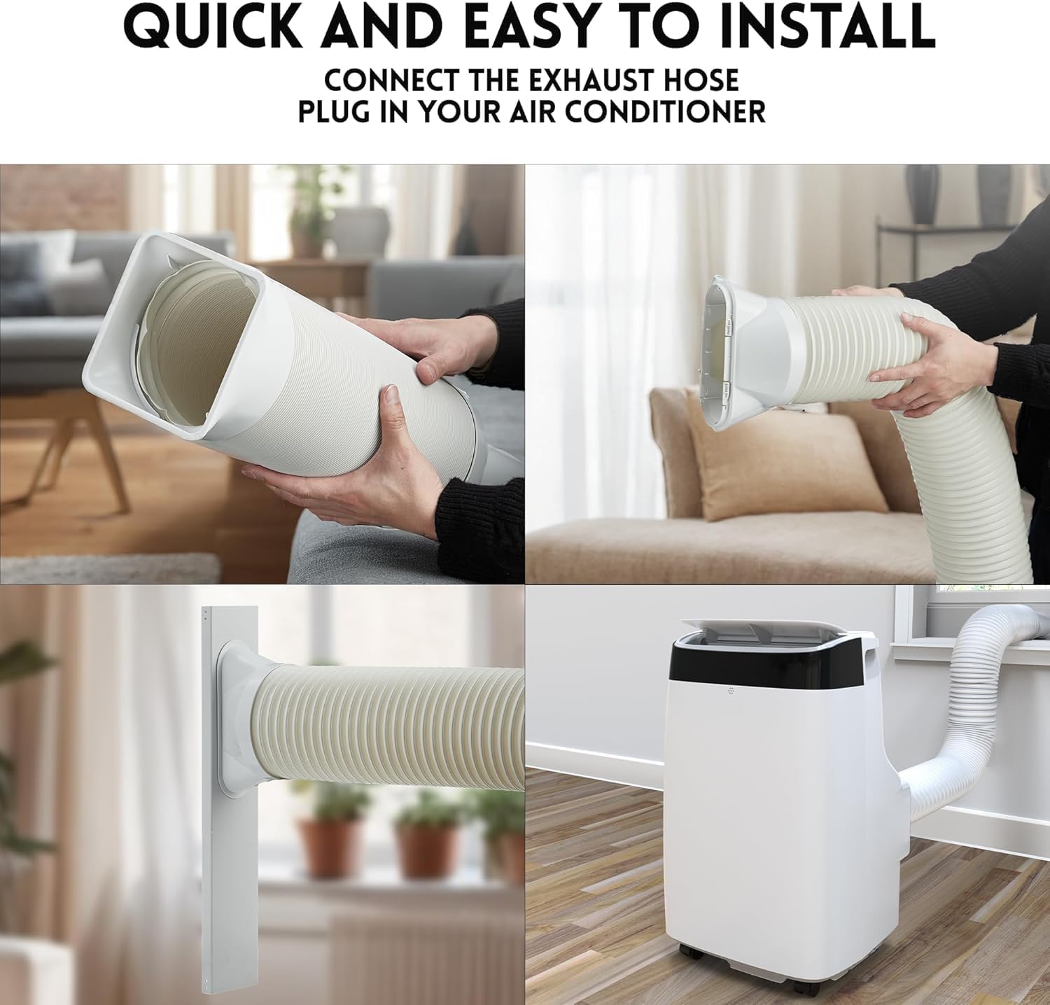 12,000 BTU Portable Air Conditioner for 550 Sq Ft - 3-In-1 AC Unit with Cooling, Dehumidifier & Fan Modes, Remote Control, 24H Timer, Installation Kit for Home, Office & Dorm