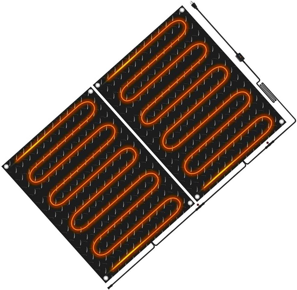 Snow Melting Mat, Heated Outdoor Mat for Winter Snow Removal with 2 in/h Speed, Non-Slip Rubber Snow and Ice Heated Pad for Walkway, Doorway and Driveway,2Pcs/30 * 30In(76.2 * 76.2cm)