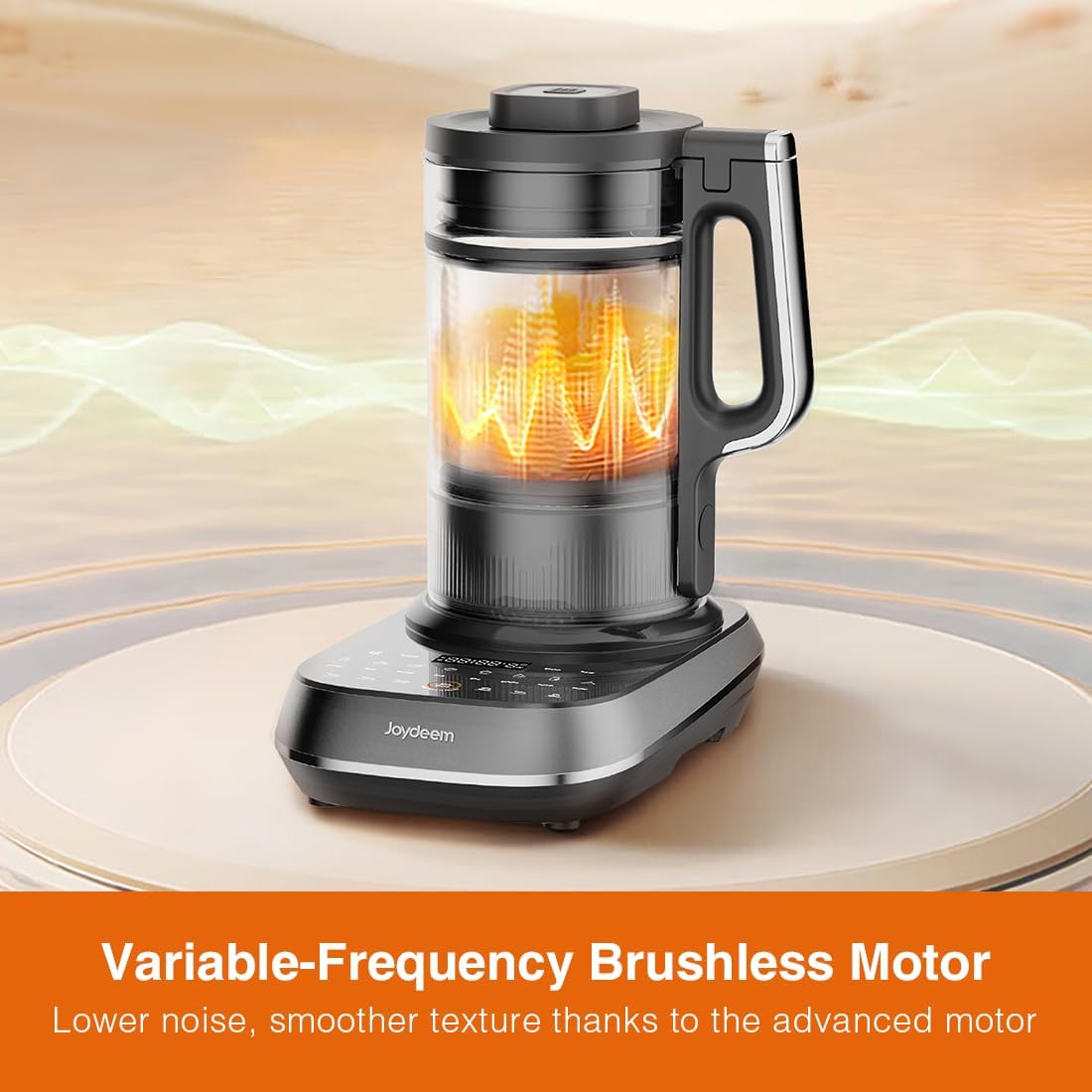 Joydeem Soymilk Maker Machine, Heated Blender with Grind Cup, Low Noise Variable Frequency Brushless Motor, 1.75L Capacity, Black, JD-B1Pro