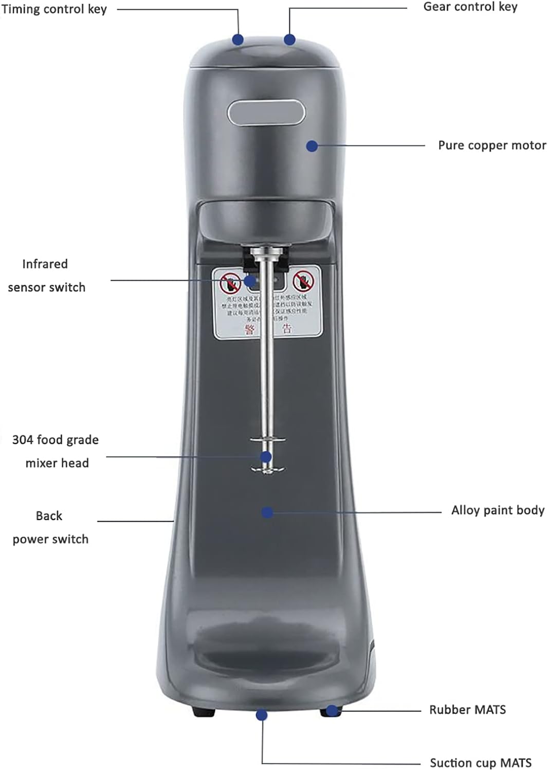 Smart Milkshake Blender, 1000ML Commercial Pearl Milk Tea Beverage Ice Cream Smoothie Milkshake Machine, Automatic Sensing Function, 5-Speed Adjustment