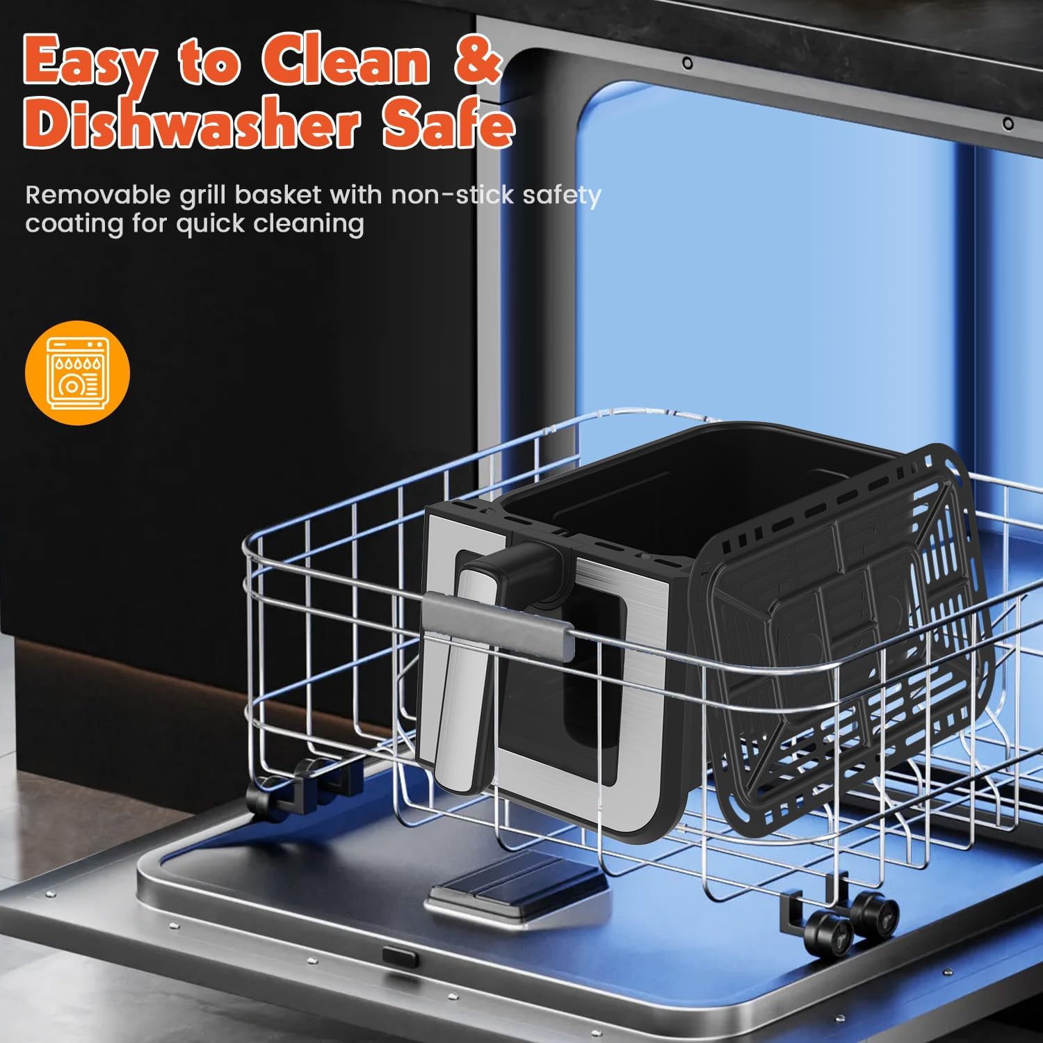 10QT Dual Basket Air Fryer, 12-in-1 Digital Air Fryer Oven with Visible Windows, 5QT x 2 Drawers, One-Touch LED Panel, Sync Finish, Dehydrate, Defrost, Roast, Bake, Reheat, Nonstick & Dishwasher Safe