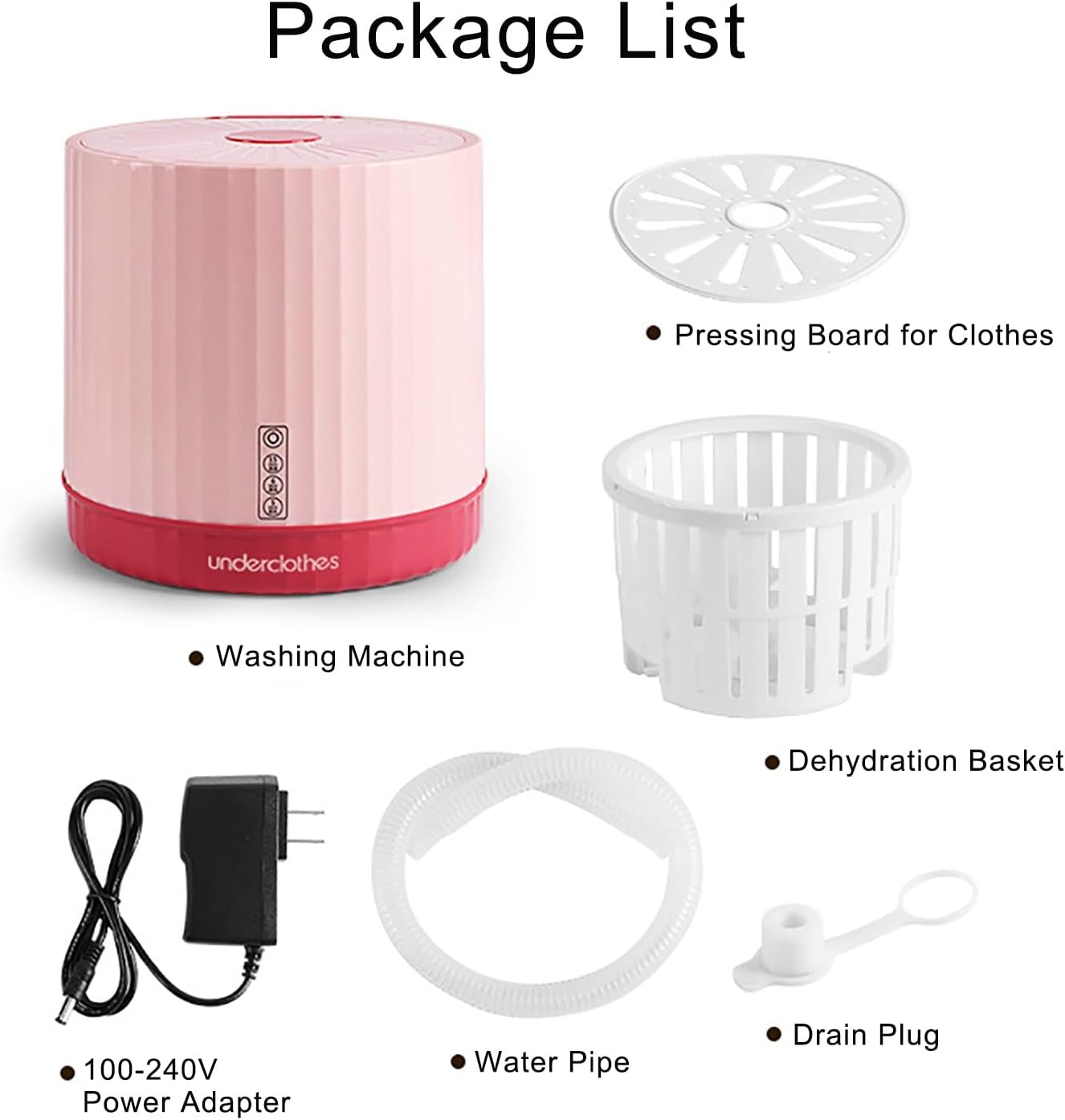 Portable Washing Machine, Mini Washer, Folding Washing Machine with Spin-Dry, Perfect for Camping, Travelling, Apartment (Color : Pink)