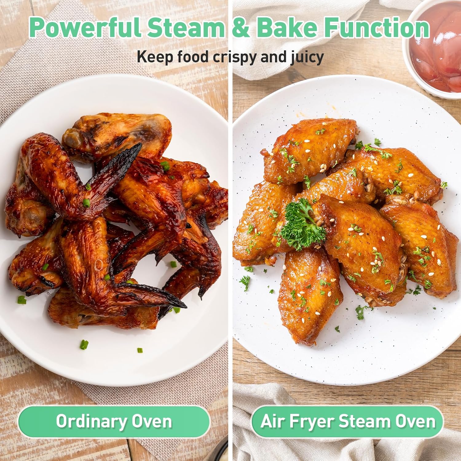 Secura Multifunction Air Fryer Steam Oven, 13 Quart Compact Oven with Convection Bake, Airfryer, Rapid Steam, Ferment, Dehydrator Combo, Nutritious & Delicious Food Steamer for Cooking (Mint Green)