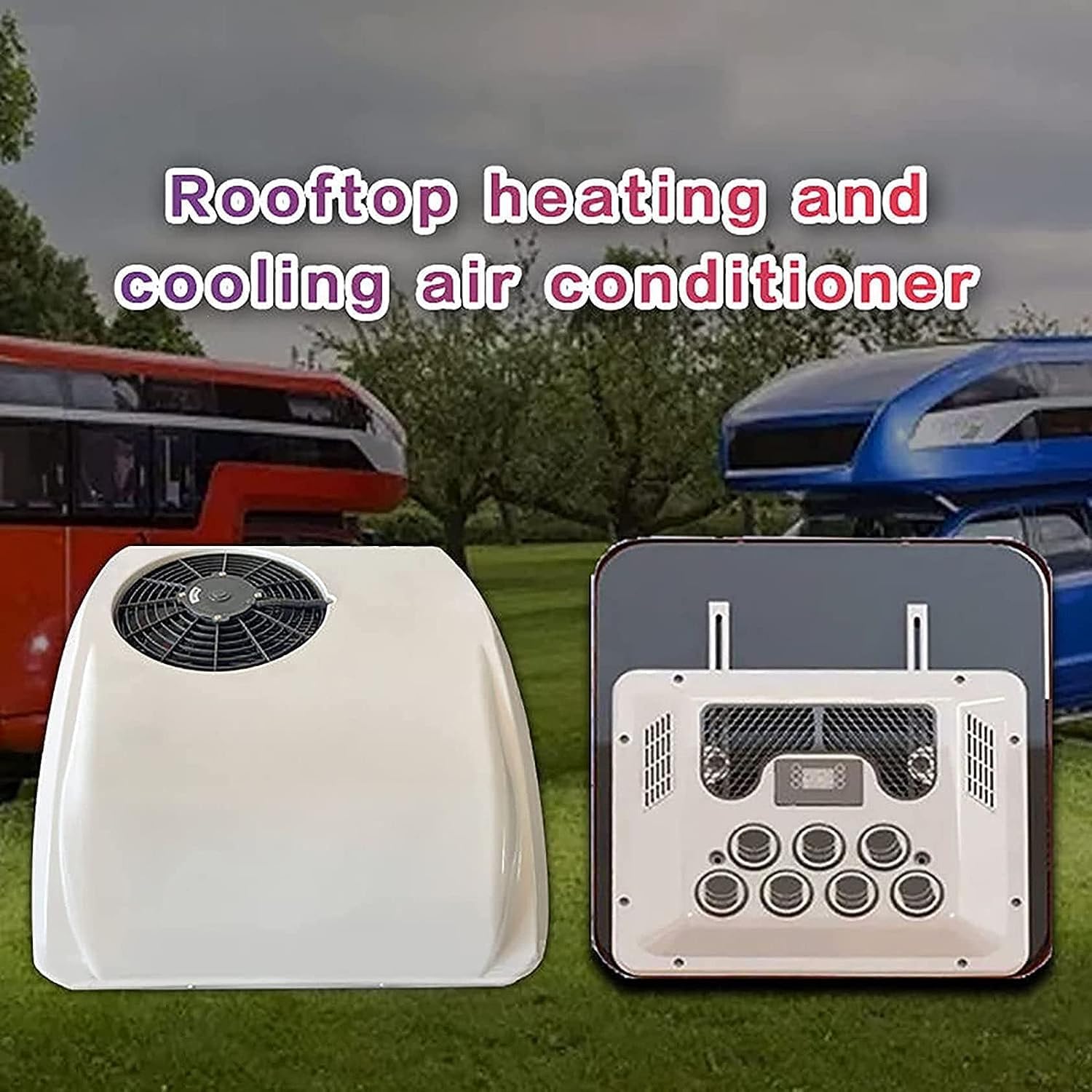 RV Air Conditioner 12V/24V Dc Ultra Thin Car Roof Air Conditioner is, Rv Ac Unit, Camper Air Conditioner, Heat and Cool, Applicable to Minivans, Pickups, Rvs, Trucks, Farm Vehicles, Excavato