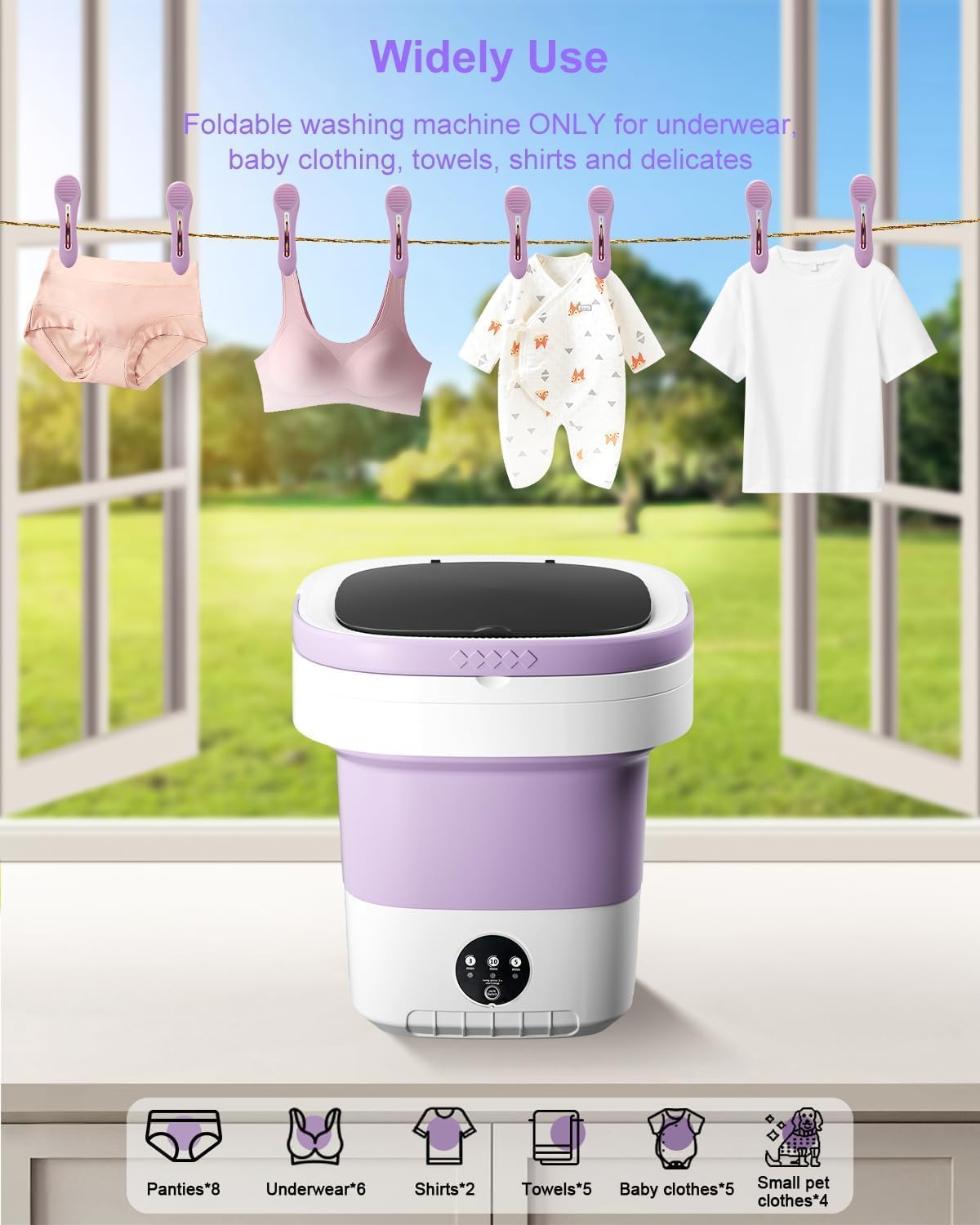 16L Portable Washing Machine, Foldable Small Washer with Spin Basket Laundry Machine, 3 Cleaning Modes Suitable for Underwear Baby Small Clothes, Foldable Design Ideal for Hotel Camping Apartment Home