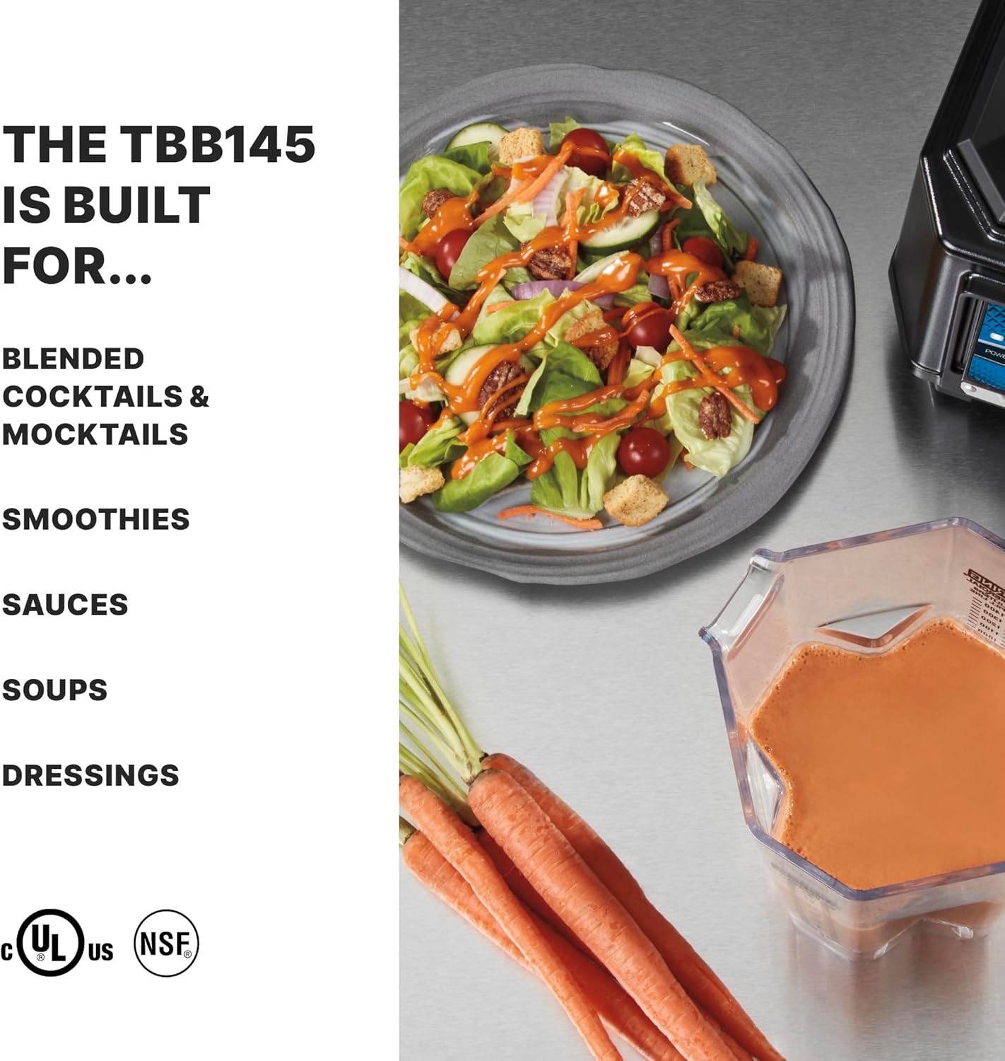 Waring Commercial TBB145 TORQ 2 Horsepower Blender, 2 Speed Toggle Switch Controls, with 48 oz. BPA Free Container, 120V, 5-15 Phase Plug, 9 x 15.75 x 11.5 inches, Multicolor