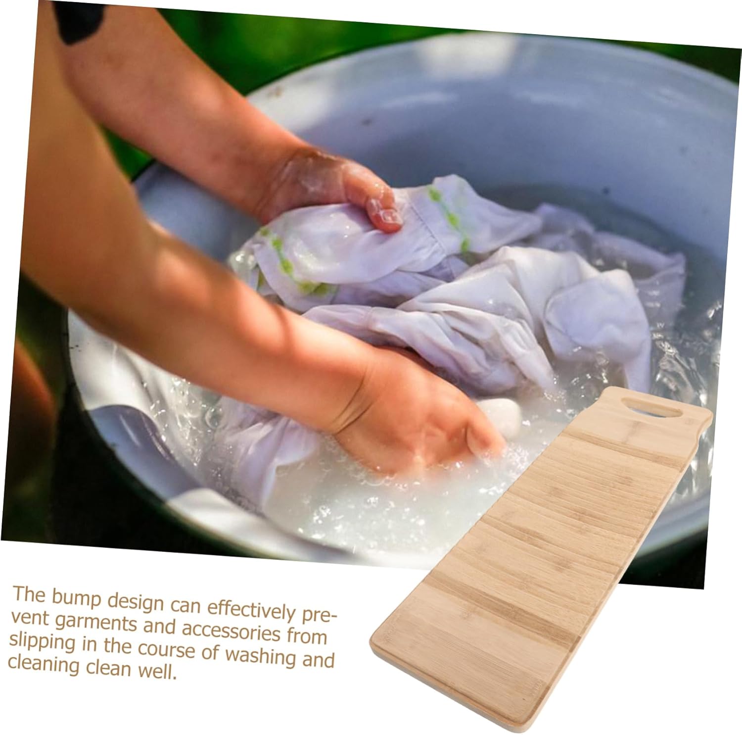 Natural Bamboo Laundry Washboard Hand Washing Board Smooth Surface for Home Use