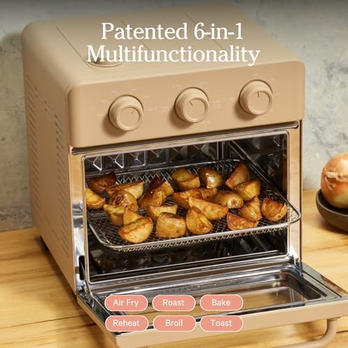 Our Place Wonder Oven | 6-in-1 Stainless Steel Air Fryer Toaster Oven Combo with Basket, Rack, Pan & Tray | Compact 13 QT Countertop Capacity - Toast, Roast, Bake, Reheat, Broil & Steam | Steam
