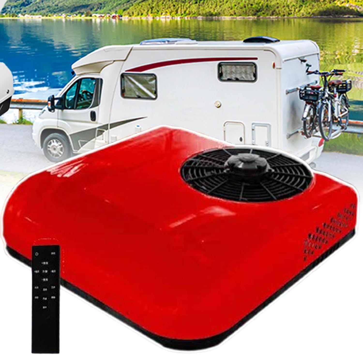 RV Rooftop Air Conditioner 850w,12V/24V-Cooling/Cooling+Heating, for Minivans, Camper Air Conditioner for RV Truck Vehicle Motorhome, Excavator Truck, Bus, Van,RedCool+Heat24v