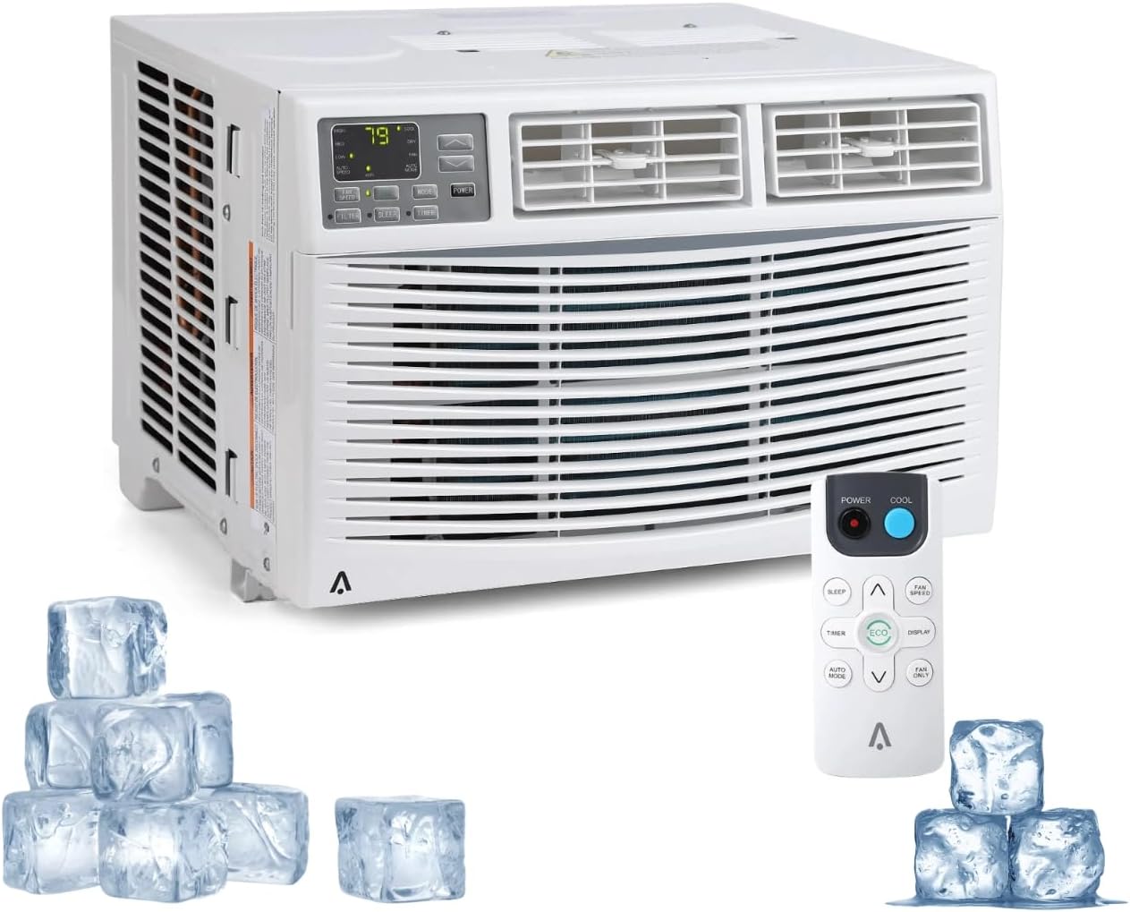 8000 BTU WiFi Window Air Conditioner for Bedrooms & Small Rooms - Remote & App Control, Ultra Quiet (53 dB), 3 Fan Speeds, Sleep Mode, Energy Star, White