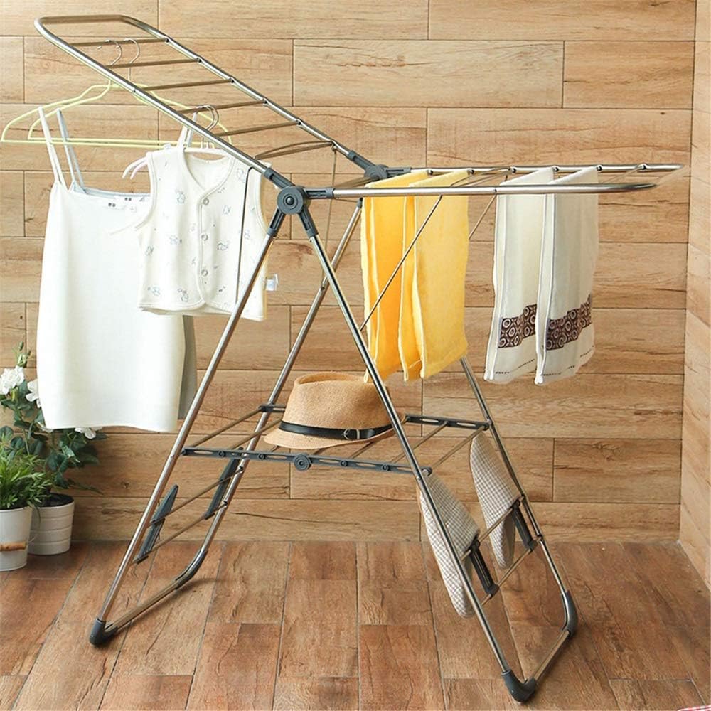 Clothes Airer Clothes Dryer Folding Indoor Airer Wet Laundry Drying Horse Rack Household Wall-Mounted Drying Rack Space Saving，Grey-126x85x92cm