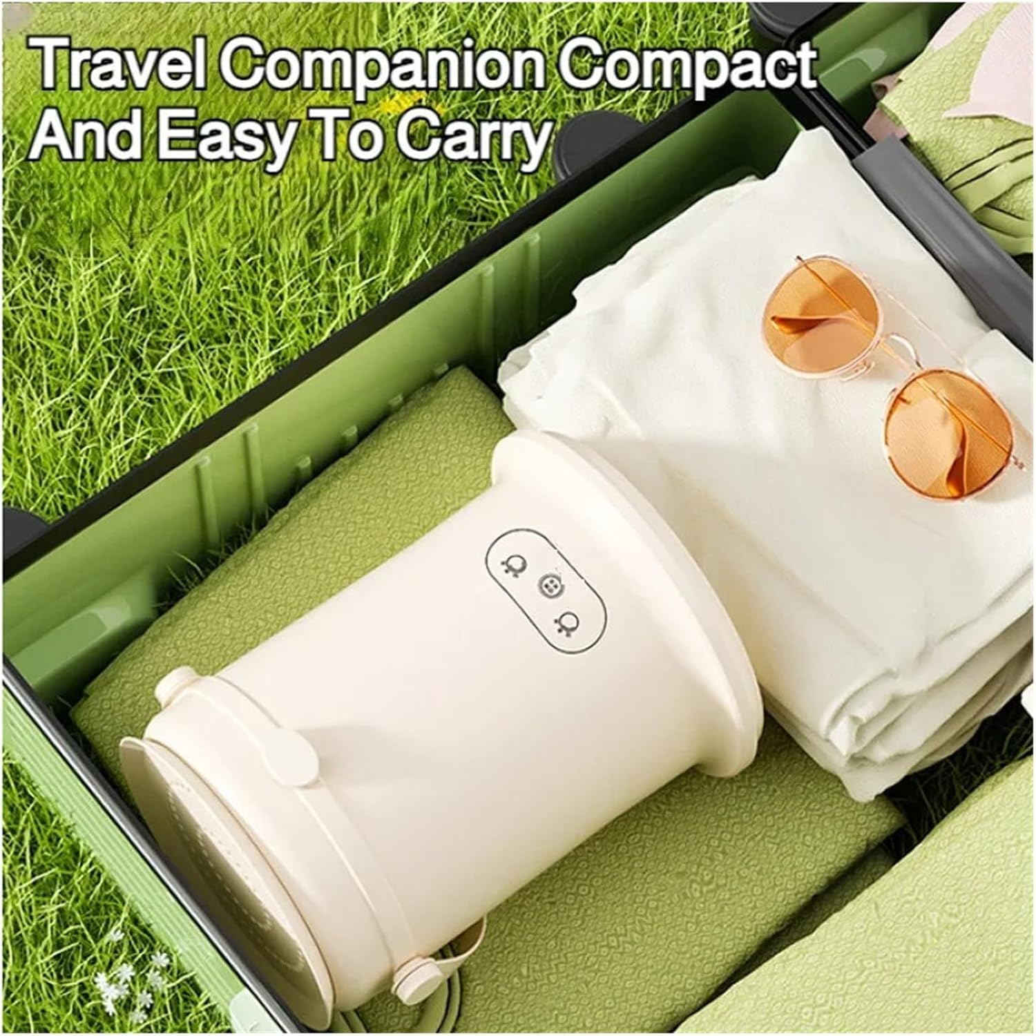 Portable Washer, Light Mini Washing Machine Small Underwear Socks Special Washing Machine Portable Folding Design Dormitory Travel Essential,for Apartments, Homes, and Dorms(Green)