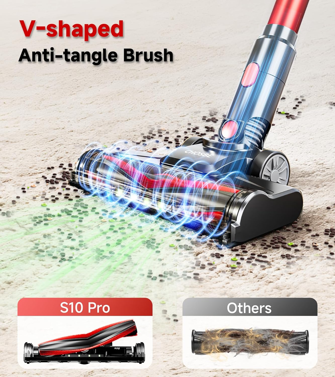 Cordless Vacuum Cleaner, 500W/40Kpa Stick Vacuum with 45Mins Runtime, Self-Standing Vacuum Cleaners for Home, Anti-Tangle, 1.5L Dust Cup, Rechargeable Vacuum for Hardwood Floor Carpet Pet Hair