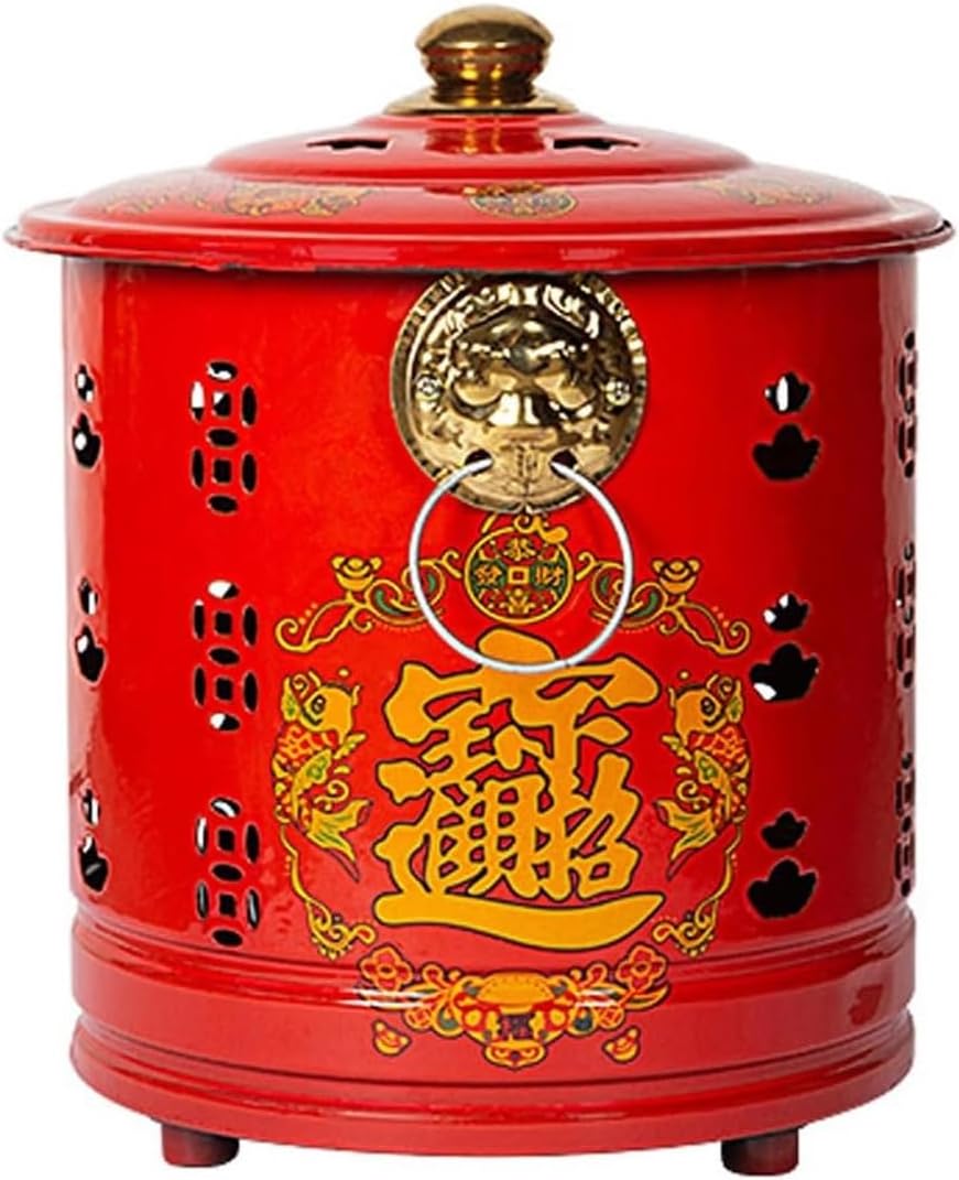 Outdoor Fire Pits Stainless Steel Burn Barrel Incinerator with Lid Fire Hook Trash Burning Barrels Household Indoor Winter Wood Stoves for Park Yard Camping Burning Scripture Barrel(13.8in)