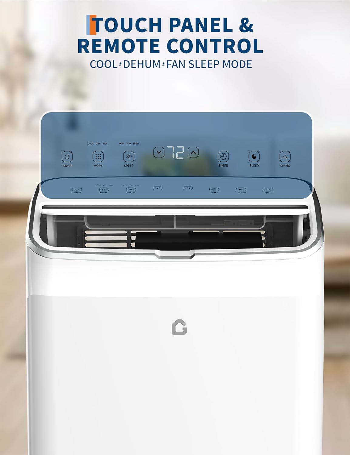 14,000 BTU Portable Air Conditioner, 3 in-1 Standing AC Unit with Dehumidifier and Fan, Remote and LED Touch Panel, Sleep Mode, Window Kit, Cools up to 750 Sq.Ft., Quiet Operation, White Top