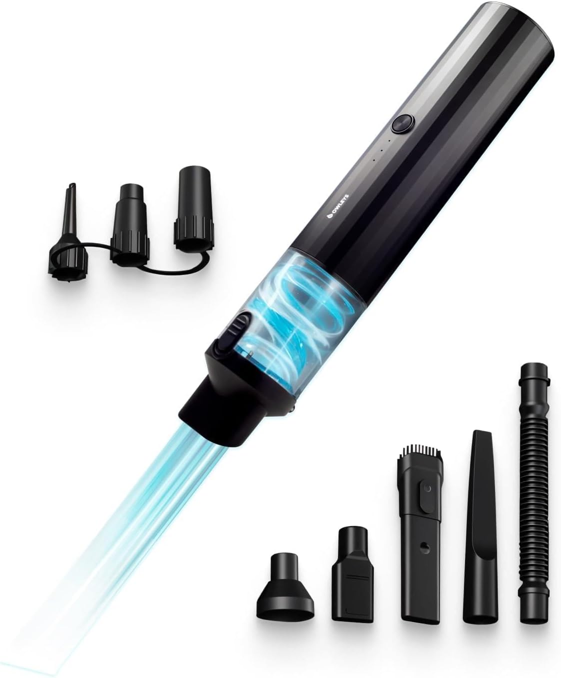 Owleys Portable Handheld Car Vacuum Cleaner with HEPA & Stainless Steel Filter, 6000–16000PA Suction, 85000 RPM Motor, 40-Min Battery Life, Cordless Mini Vacuum for Car, Home, and Office