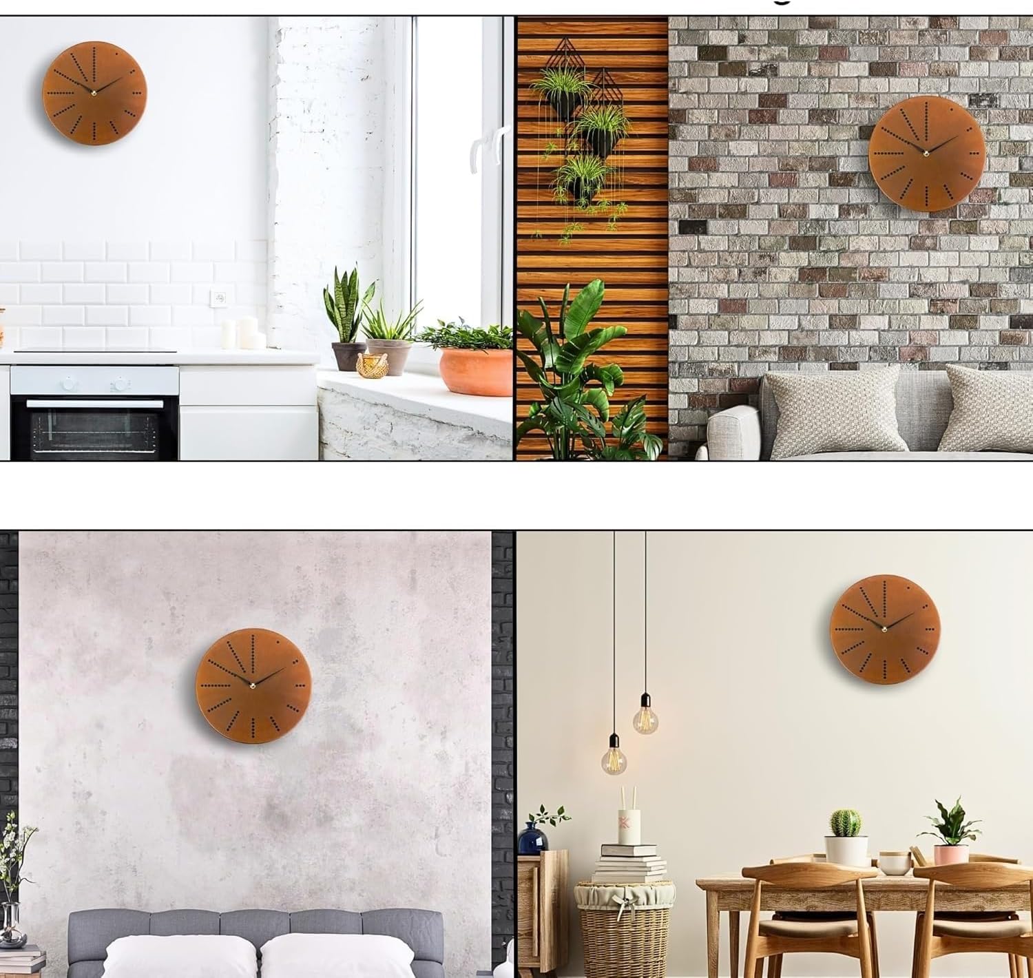 A Rusty Copper-Colored Silent Wall Clock, Now A Representative of Rural Households, is Used in Living Rooms, Bedrooms, Kitchens and Offices(Gold Colored Hands)