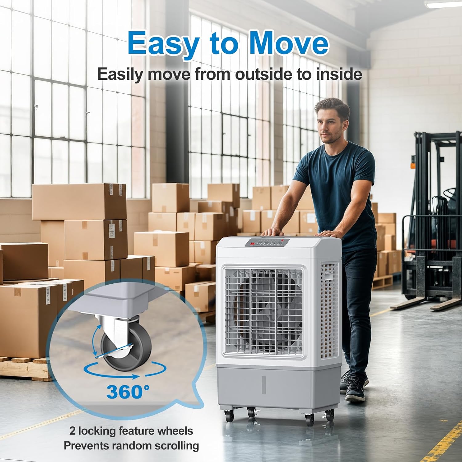 Windowless Swamp Cooler, 3 in 1 Evaporative Portable Air Conditioner with Remote, Large Cooling Fan Ac Unit,3 Speed, 7H Timer, 8 Gal Water Tank, 4 Ice Box for Garage, Patio, Bedroom Home Outdoor