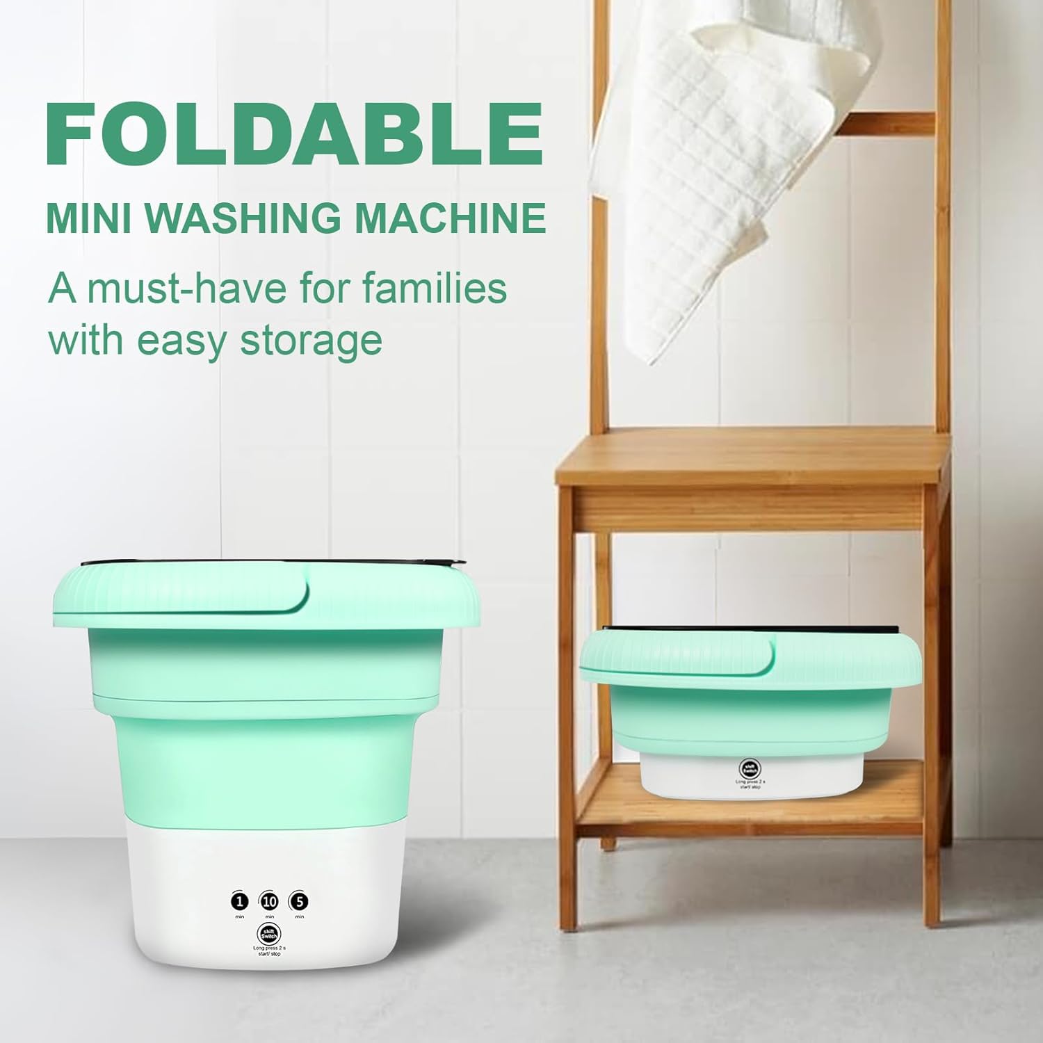 Portable Mini Washing Machine 6.5L with 3 Modes for Underwear, Socks and Delicates, Perfect for Apartments, Camping, RV (Green)