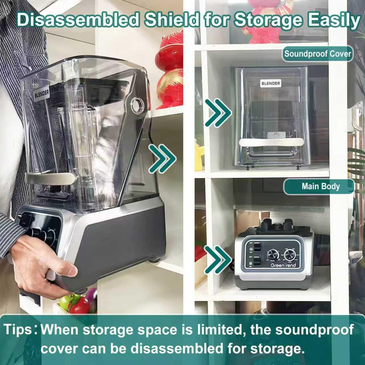 2200W Commercial Blender with Soundproof Enclosure | 80oz BPA-Free Jar | Self-Cleaning & Ice Crush Pro | Quiet Smoothie & Shake Maker for Restaurants, Kitchens, Cafes, Smoothie Bars