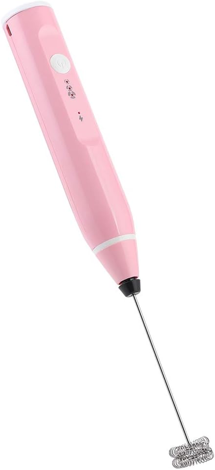 Electric Milk Frother Rechargeable Egg Whisk Coffee Blender Milk Frother Handheld Egg Whisk Electric Egg Whisk Milkshake Maker Stirrer Quick Stirring Tools for the Kitchen(coral)