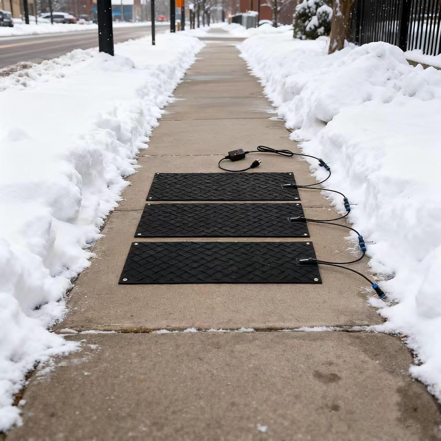 3-Piece Electric Heating Snow-Melting pad, Waterproof and wear-Resistant Heating Floor pad Specially Designed for Balconies and courtyards(10x48in/(25.4x120cm))