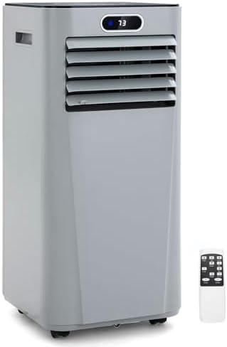 KOTEK Portable Air Conditioner, 10000 BTU Air Cooler for Rooms up to 350 Sq.Ft w/Dehumidifier & Fan, Sleep Mode, 24H Timer, Remote Control, Standing AC Unit for Bedroom (Grey)