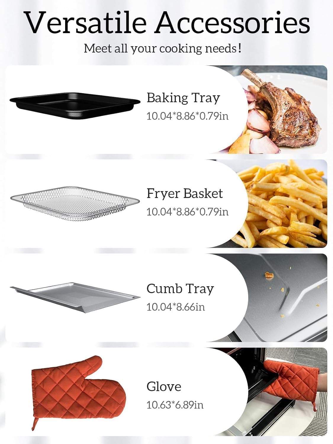 Kitchen Elite Air Fryer Toaster Oven Combo,10-in-1 12.6QT Compact Countertop Oven,9 Touch Screen Presets & 1 DIY Function,Easy Digital Controls,4 Accessories Included (Black)