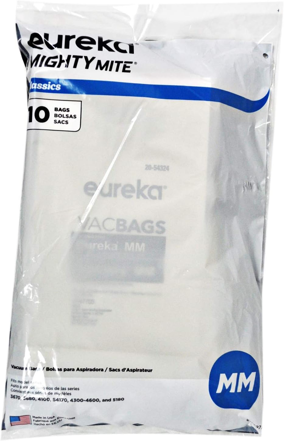 Bundle of Eureka 3670M Canister Cleaner, Lightweight Powerful Vacuum for Carpets and Hard Floors, w/ 5bags,Yellow + Eureka MM Vacuum 60297A Style-10 Per Unit, 10 Bags, White