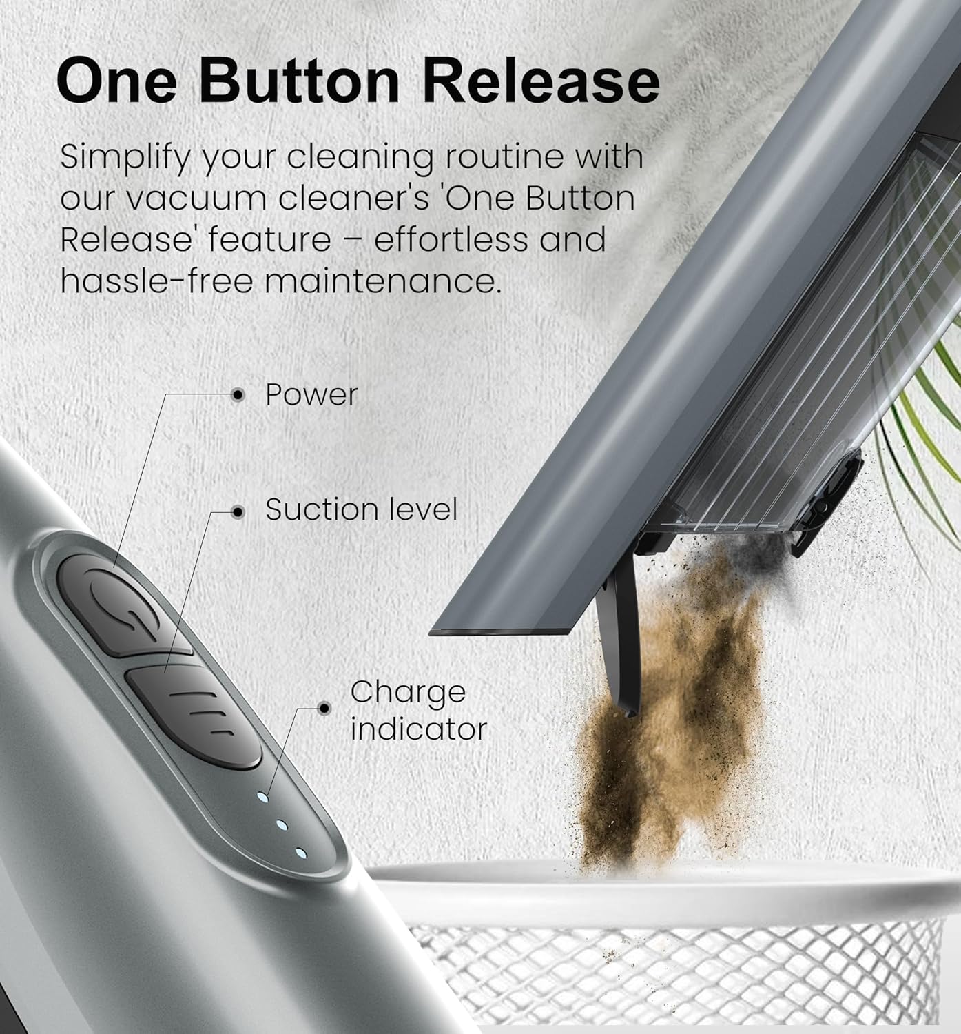 Tranqwil Cordless Handheld Vacuum, Lightweight Portable Vacuum 1.4lbs, Powerful Suction 2 Stage-Motor, Charge Dock, One-Touch Empty for Home & Car, Guiding Lights with Versatile Attachments (Silver)