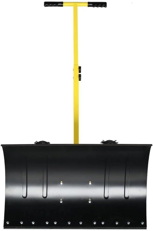 Heavy Duty Rolling Snow Shovel – Durable Metal Snow Removal Tool with Ergonomic Handle for Driveway, Sidewalk, Garden & Pavement