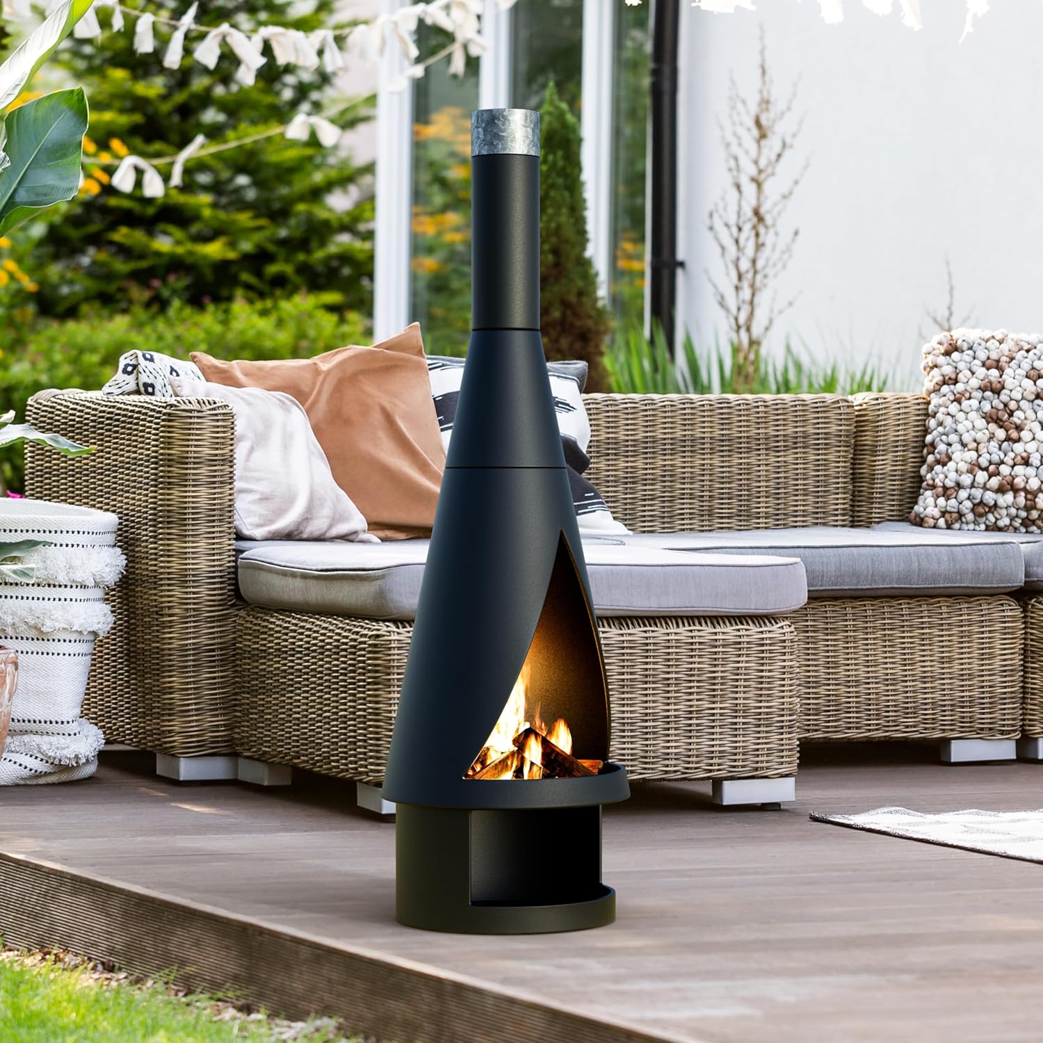 56.1 Inch Tall Outdoor Fireplace for Patio,Outdoor Wood Burning Fire Pit,Chiminea Outdoor Fireplace,Cast Iron Chiminea,Backyard Outdoor Fire Pits