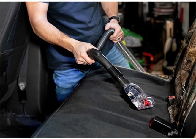 Atrix Ergo Edge Canister Shop Vac - Wall Mounted Garage Vacuum Cleaner with Built-in Dust Bag & Extendable Hose - Compact Black Design 20x9x12