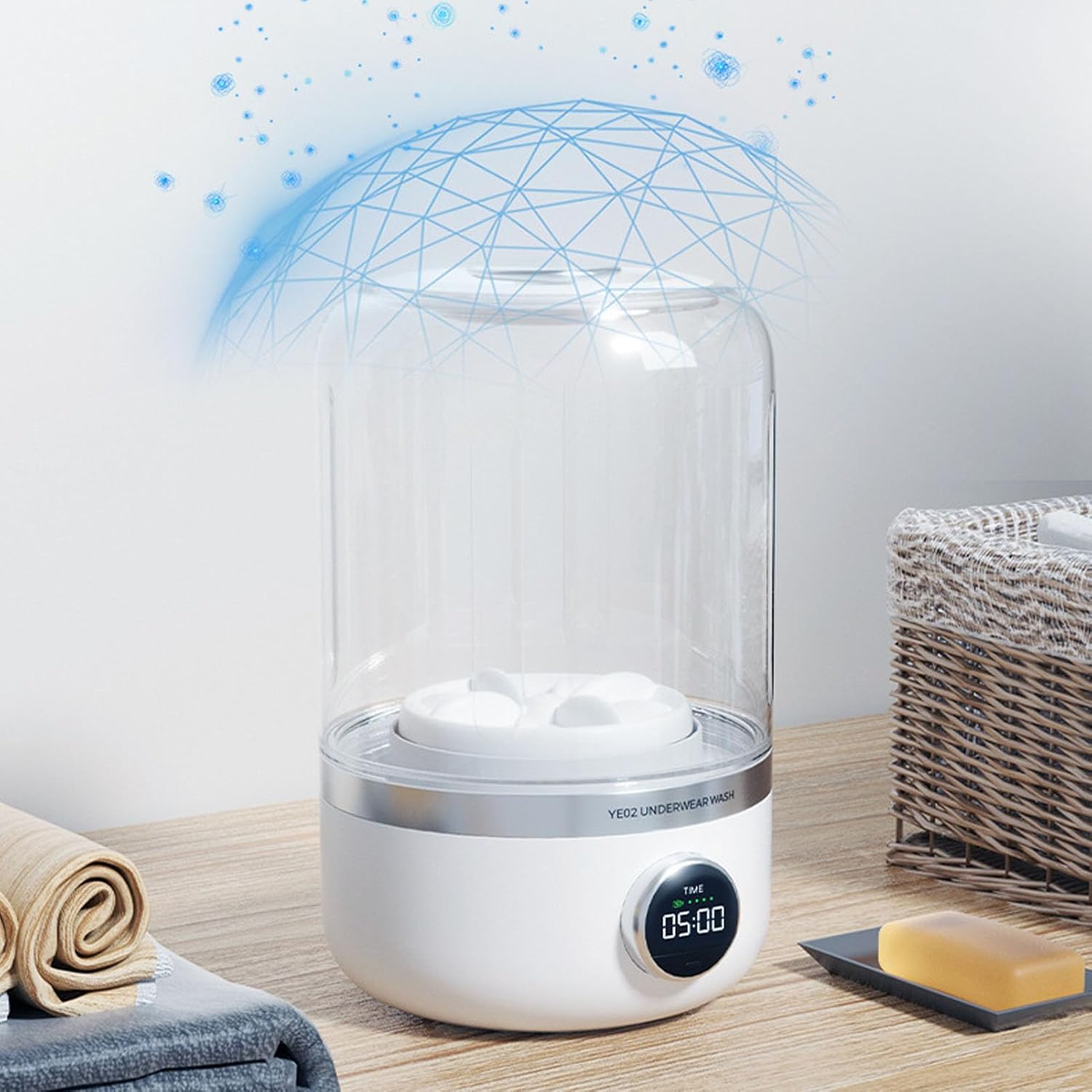 Portable Washing Machine, Mini Underwear Washer, 10W Quiet Rechargeable Mini Laundry Washer for Underwear Baby Clothes and Small Items