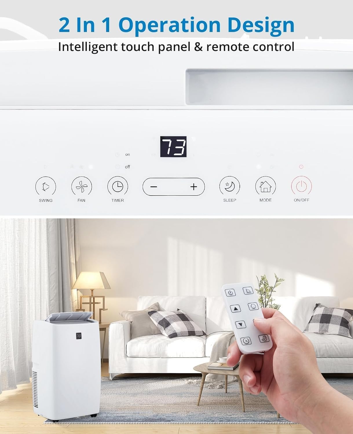 Acekool 12000 BTUs Portable Air Conditioners with Remote Control, 3-in-1 Portable AC Unit with Dehumidifier & Fan, Cools Room up to 550 sq.ft., Smart/Sleep Mode, 24H Timer, Installation Kit