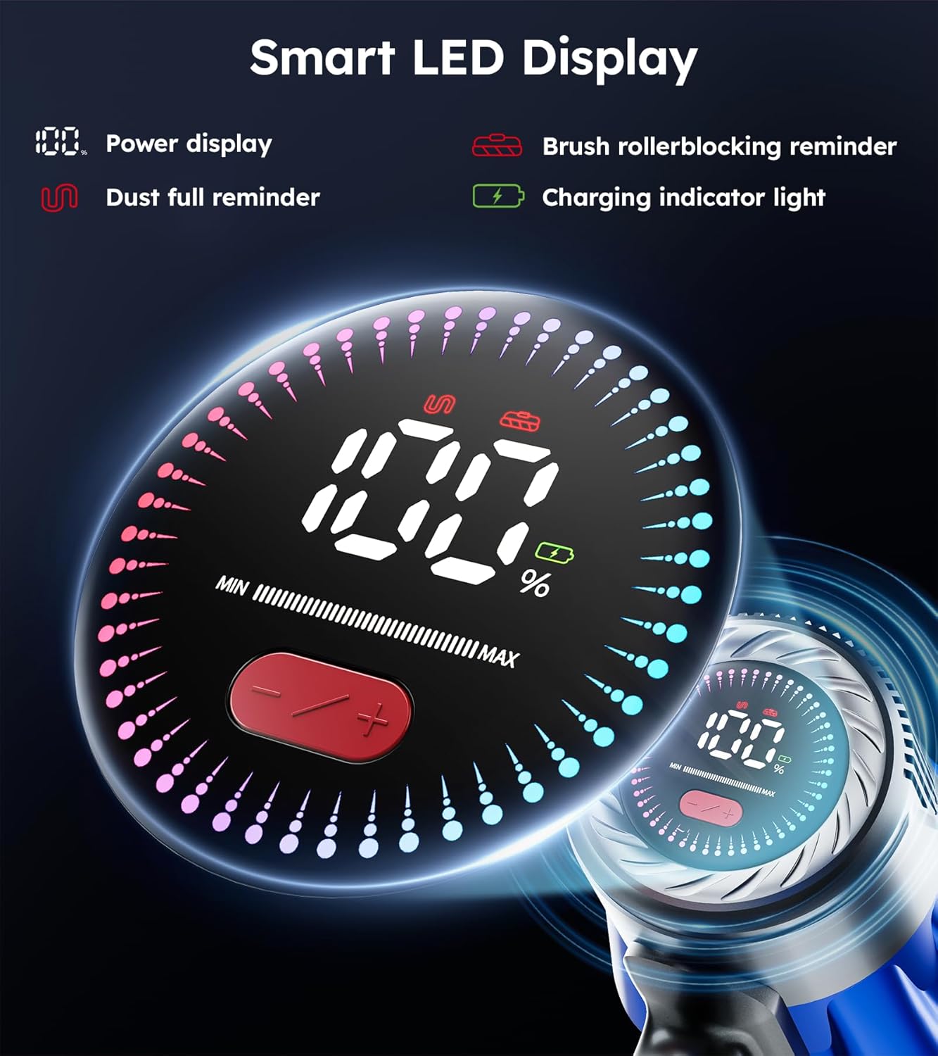 Cordless Vacuum Cleaner, Upgraded 600W 50KPA 70Mins Cordless Stick Vacuum Cleaner with Self-Standing and Smart Screen, Anti-tangle Wireless Vacumm, Vacuum Cleaners for Home/Pet Hair/Carpets/Floors