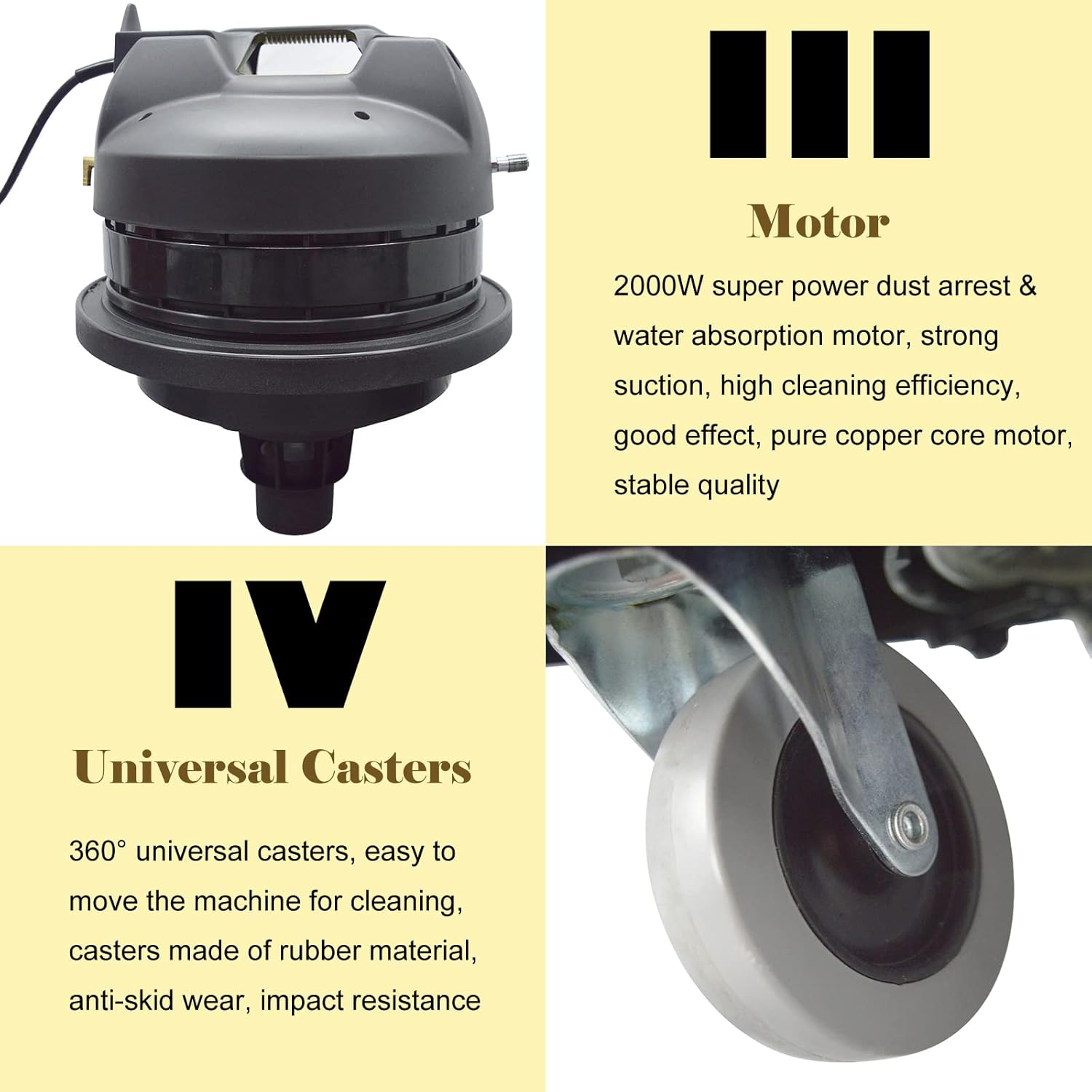 INTBUYING Carpet Cleaning Machine 60L Portable Steam Extractor Multifunctional Wet Dry Shampoo Vacuum Cleaner 3 in 1 Stainless Steel Sofa Curtain Upholstery Cleaner 2000W 110V