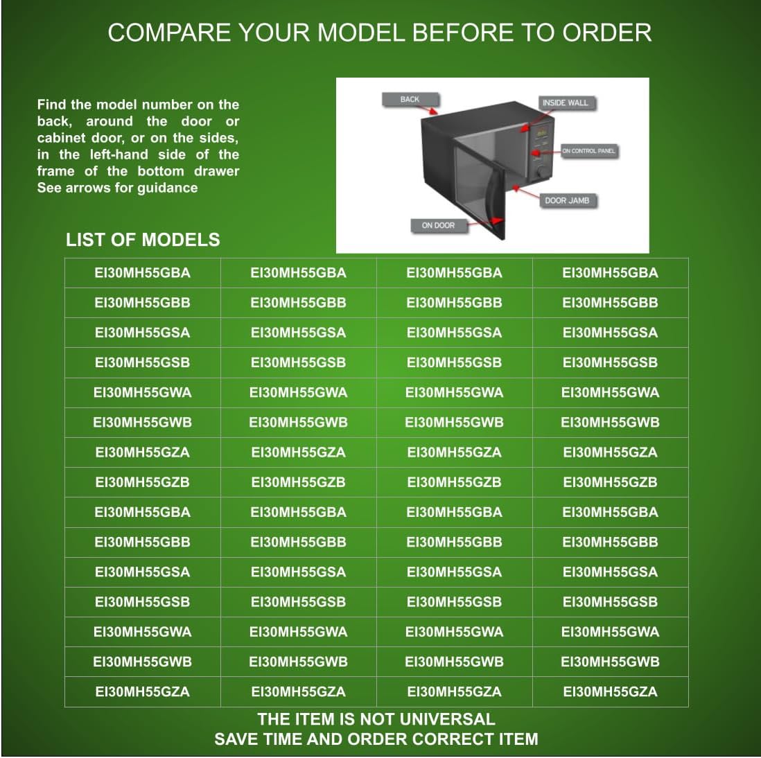 380966, 75304463127, AH1993313 CKD993313X compatible with Electrolux, Frigidaire, Gibson, Kelvinator, Westinghouse Microwave Control Board fits old number 380966, 75304463127, AH1993313