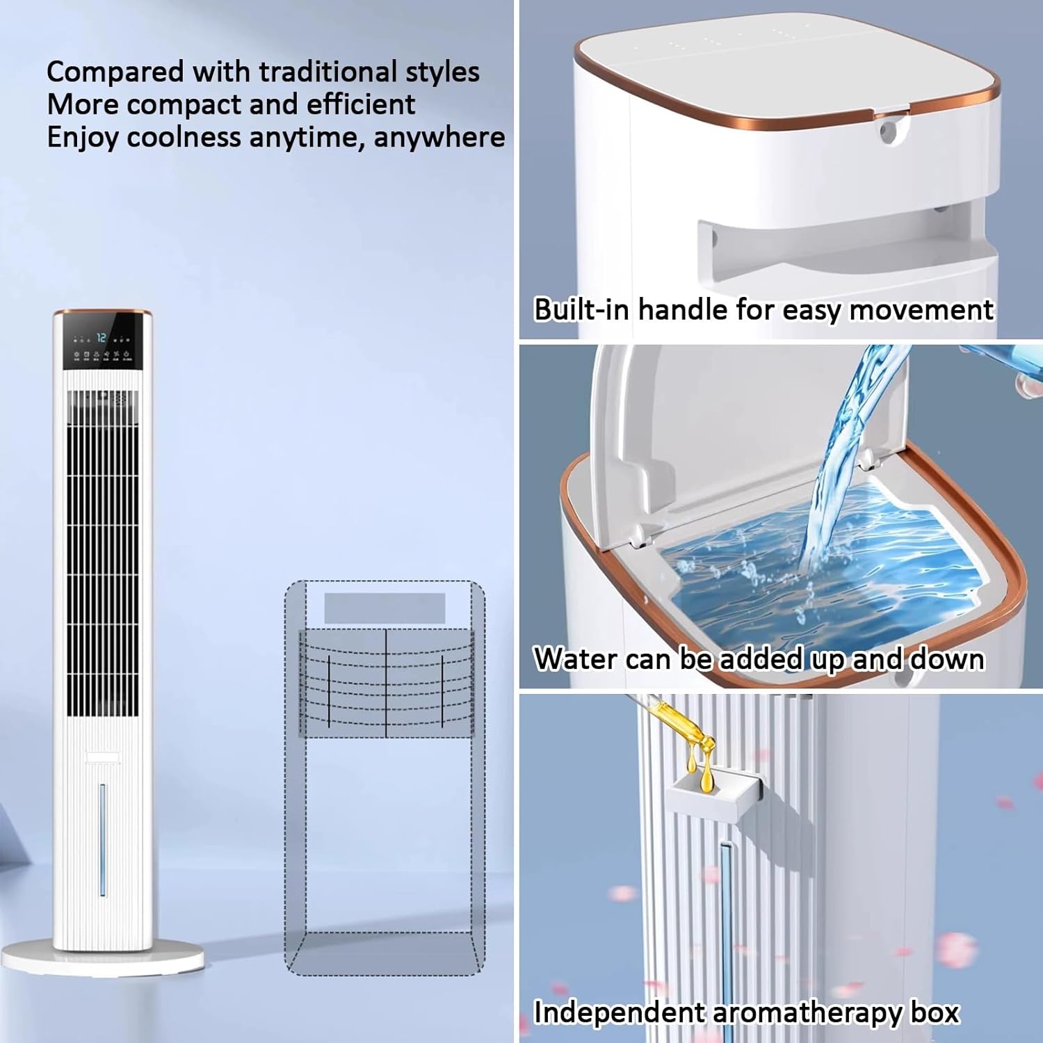 Windowless Portable Air Conditioners, Evaporative Air Cooler, Cooling Fans for Bedroom, 100° Oscillation 3 Speed 4 Modes, for Home Bedroom Office