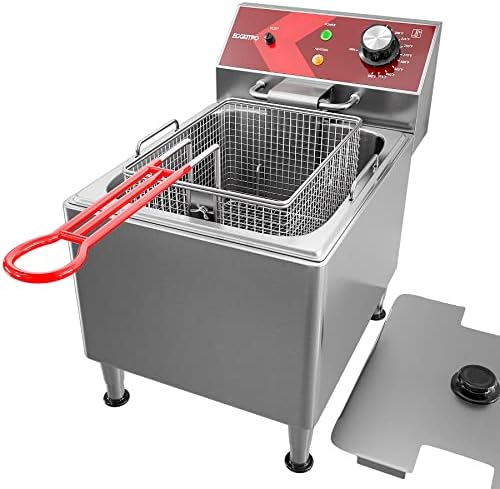 EGGKITPO Deep Fryer with Basket Commercial 12L Electric Countertop Fryer Stainless Steel Deep Fryers for Restaurant Home Use with Extra Large Frying Basket and Lid, 120V, 1800W