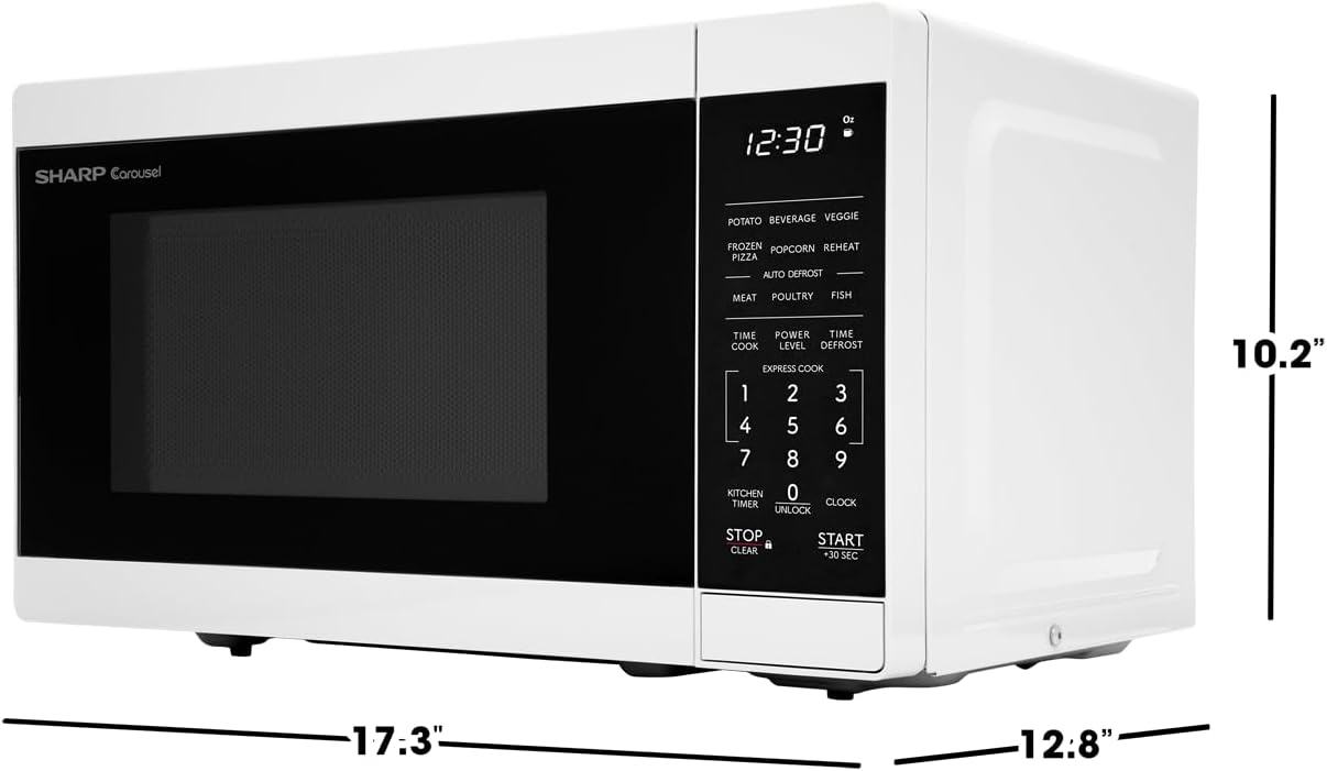 SHARP Compact Countertop Microwave Oven with Removable 10
