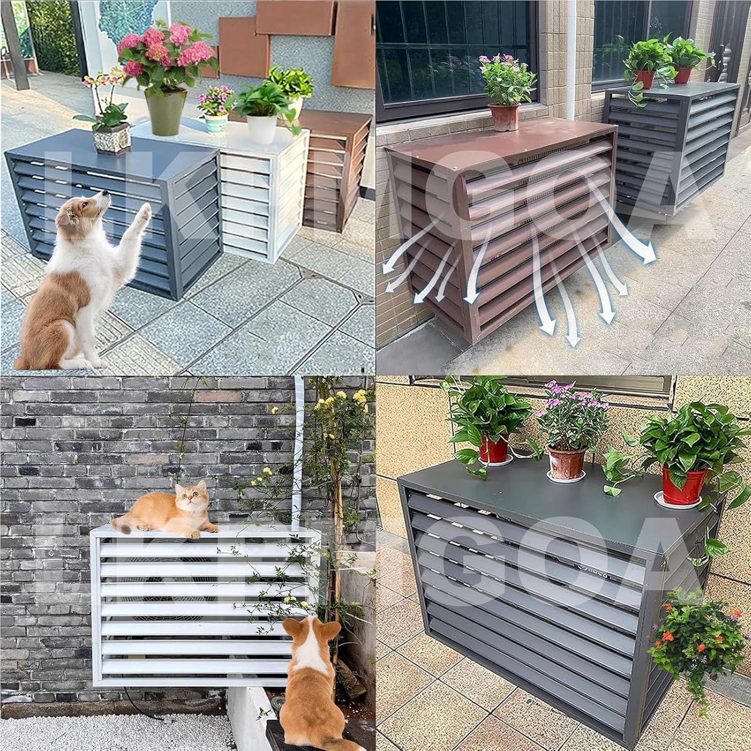 Aluminum Air Conditioner Cover, Air Conditioner Fence for Outside, Anti Theft, Noise Reduction, Wide Application, Outdoor All Weather(White,110cm)