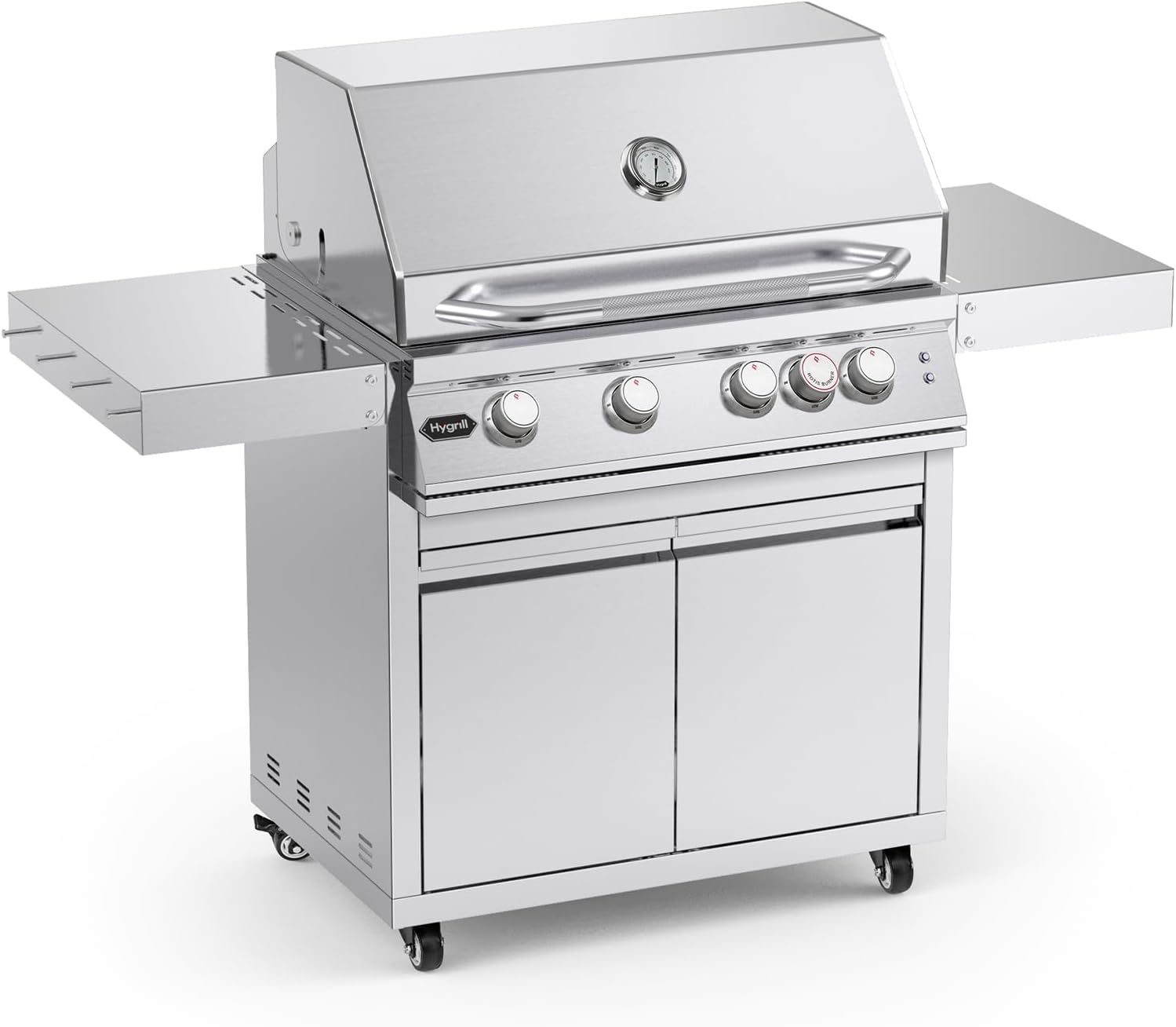Hygrill Premium 4-Burner Built In Grill and Stainless Steel Cart for Outdoor Kitchen, Liquid Propane