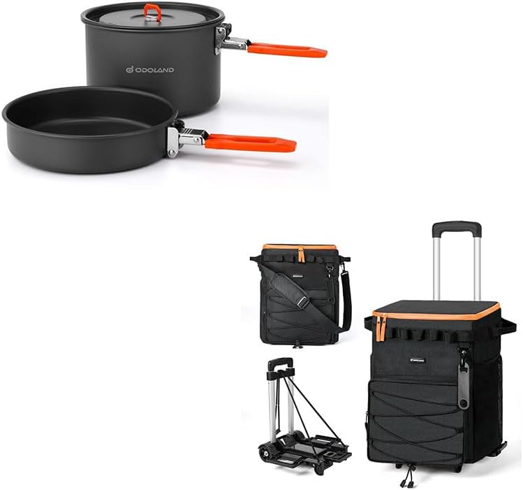 Odoland Bundle - 2 Items Camping Cookware Mess Kit and 48 Cans Soft Cooler