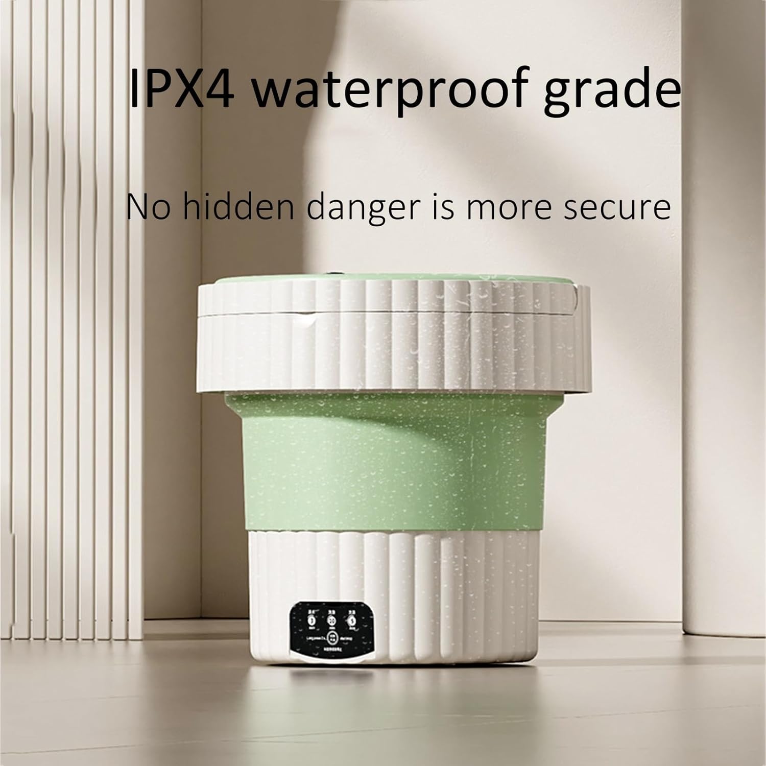 Portable Washing Machine, Foldable Mini Washing Machine, with Soft Spin Dry and Drainage Pipe, for Apartment, Laundry, Camping, Rv, Travel (Color : Beige)