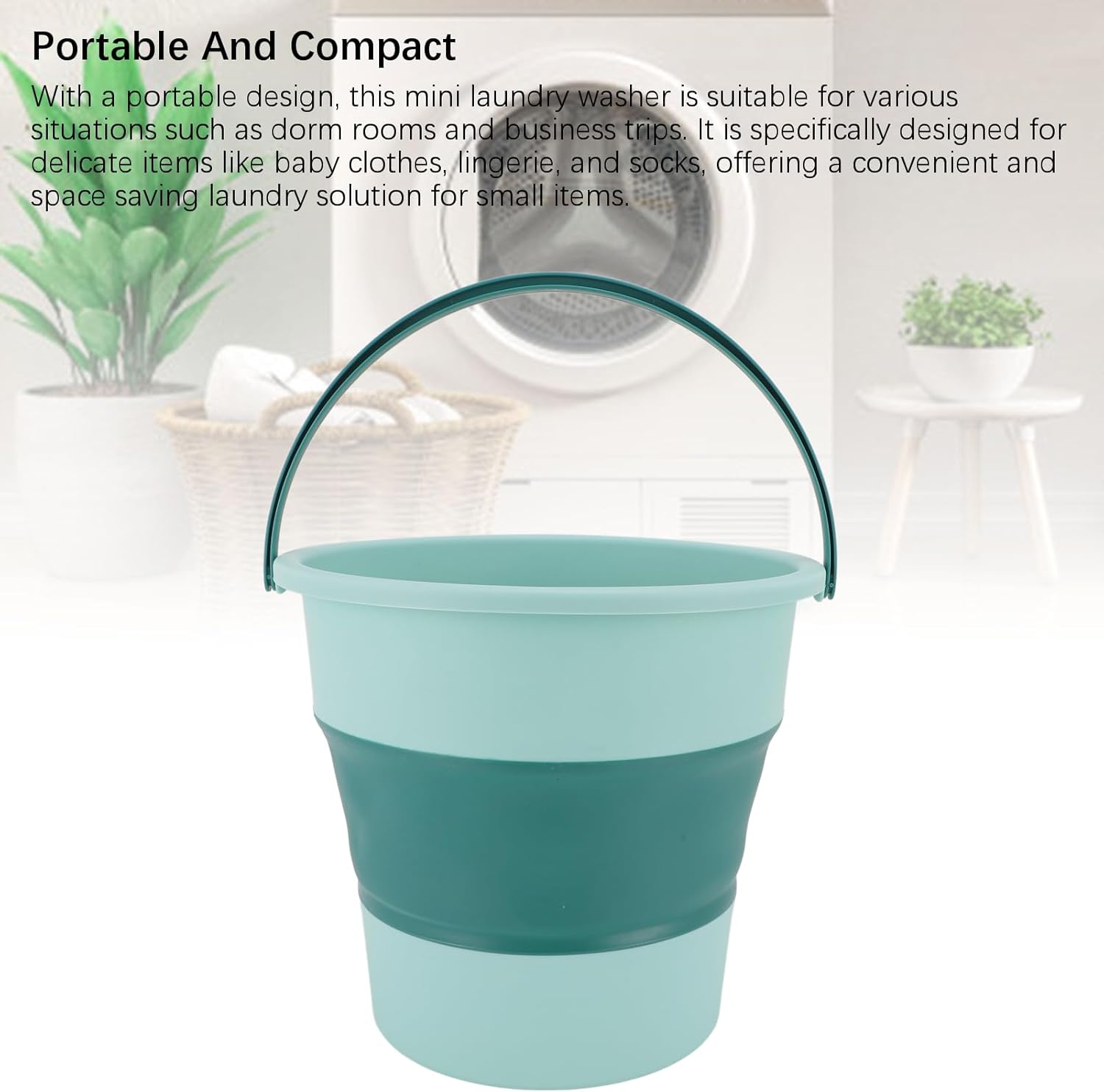 Portable Washing Machine, Foldable Space Saving Easy Using Mini Automatic Clothes Washer Tub Rotary Travel Laundry Bucket for Underwear,Baby Clothes,Socks